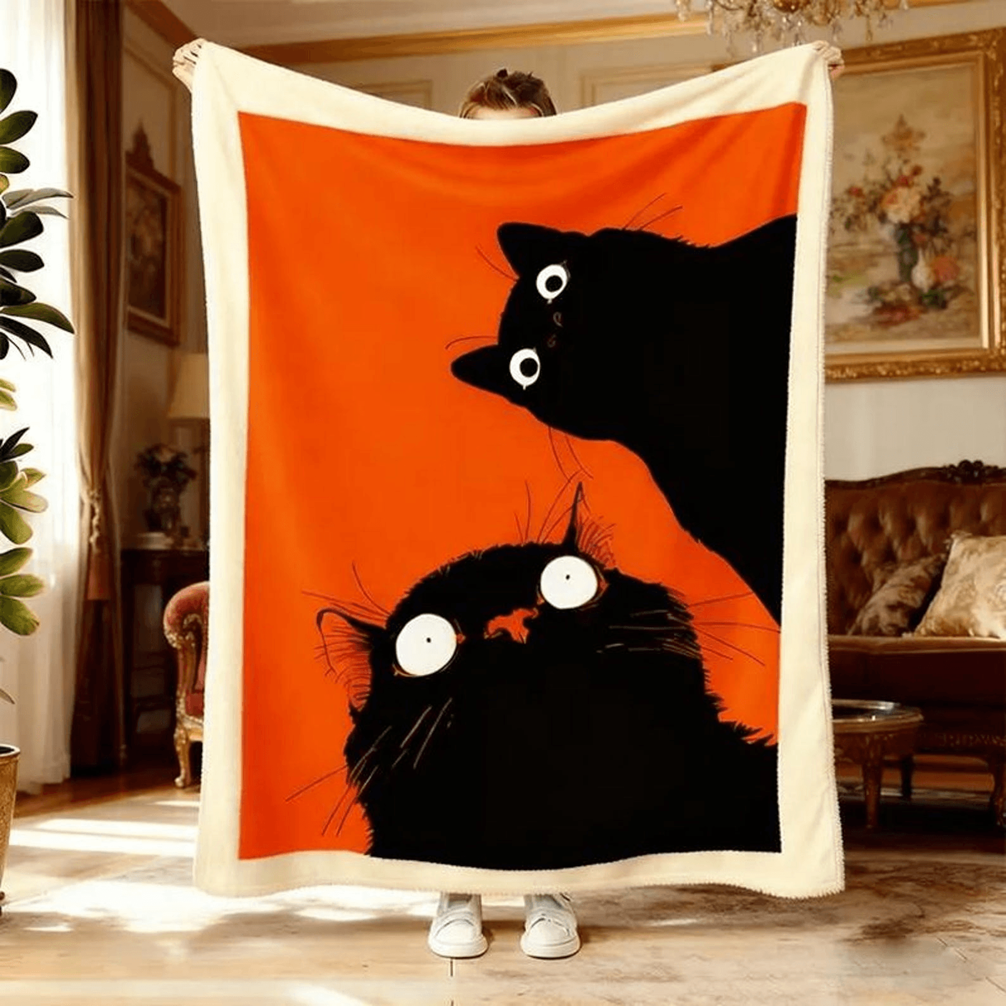 cute black cat throw blanket funny cat lover cozy plush blanket for sofa and home decor