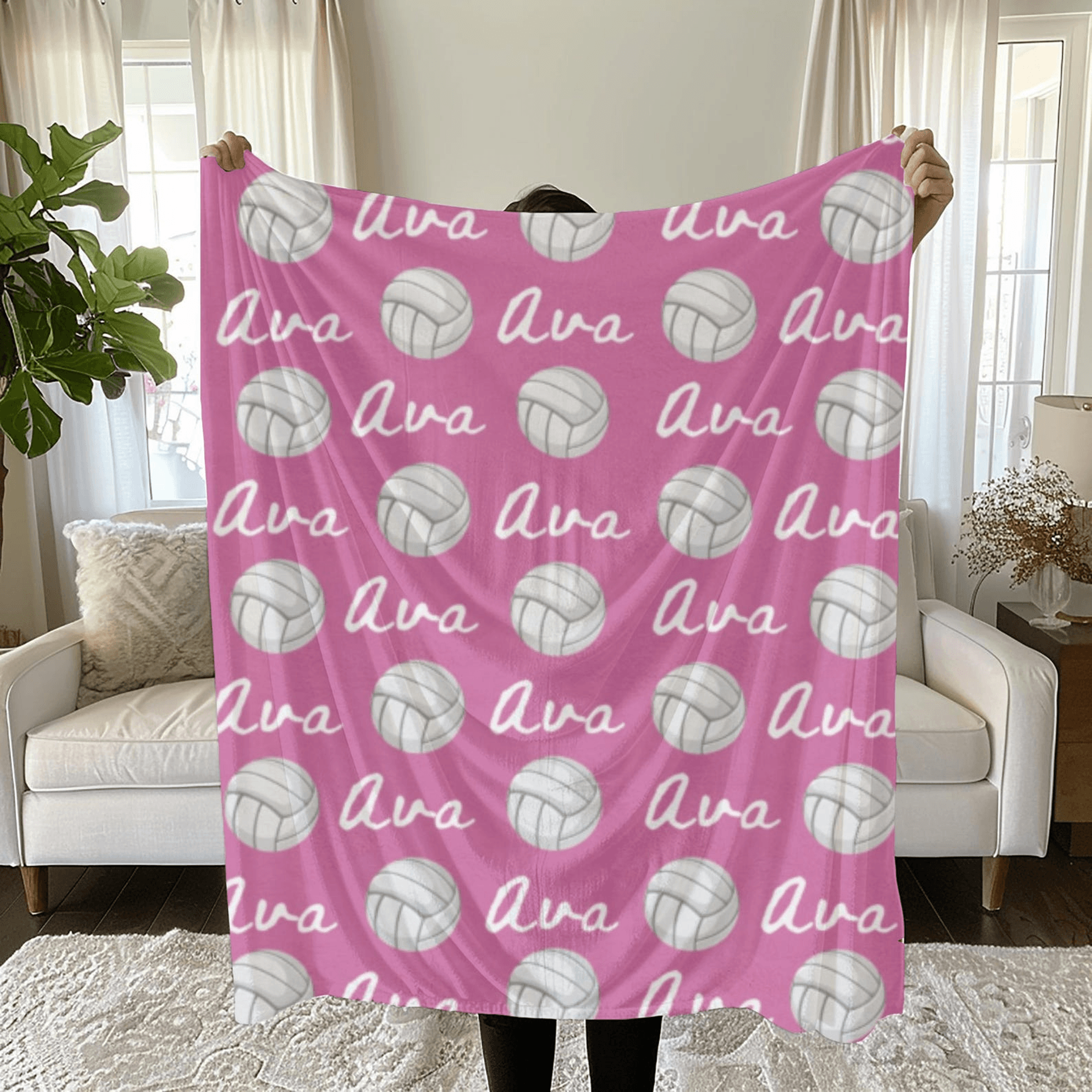 personalized volleyball blanket plush velveteen sports throw gift for volleyball players