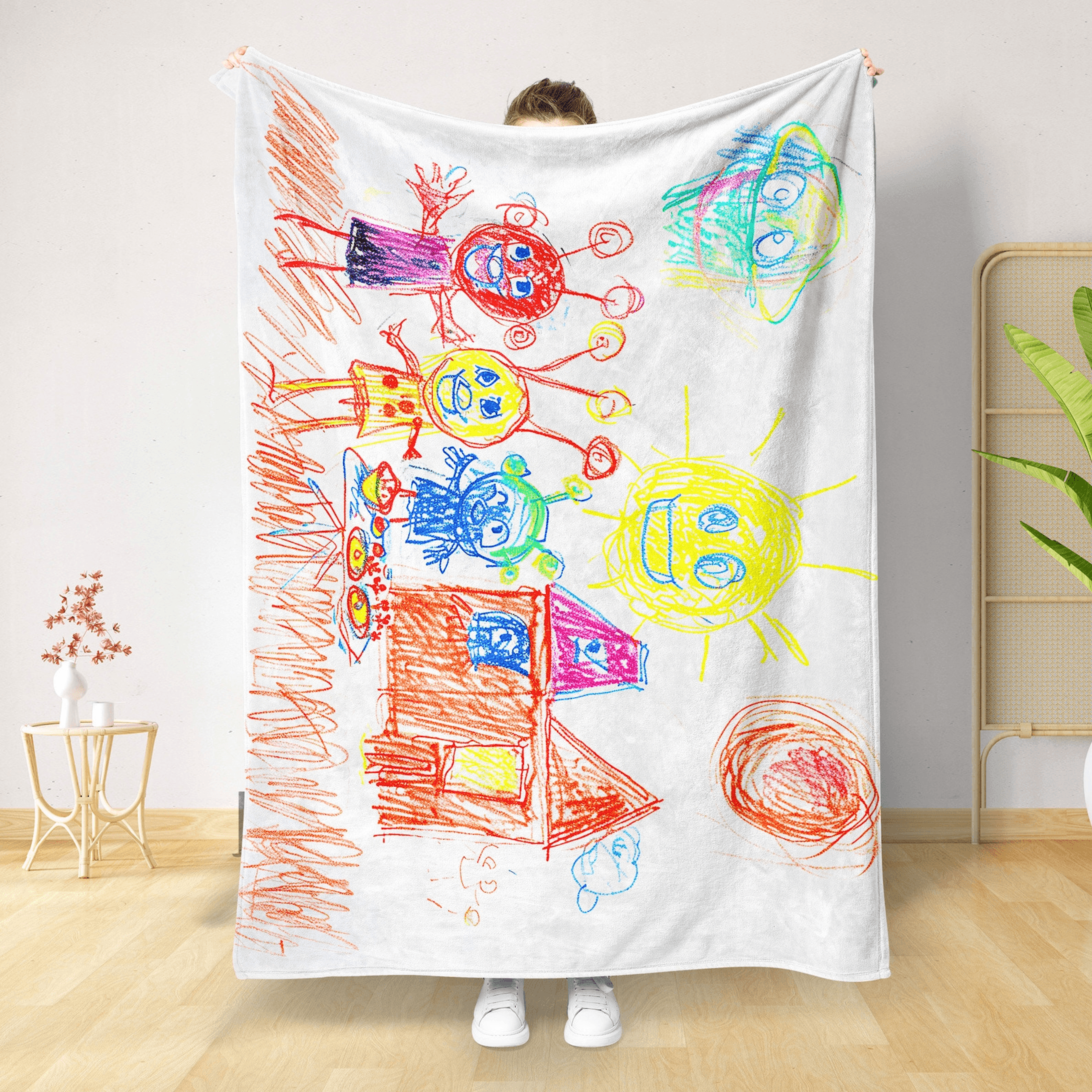personalized kids artwork blanket custom hand drawn blanket with child's drawing keepsake gift