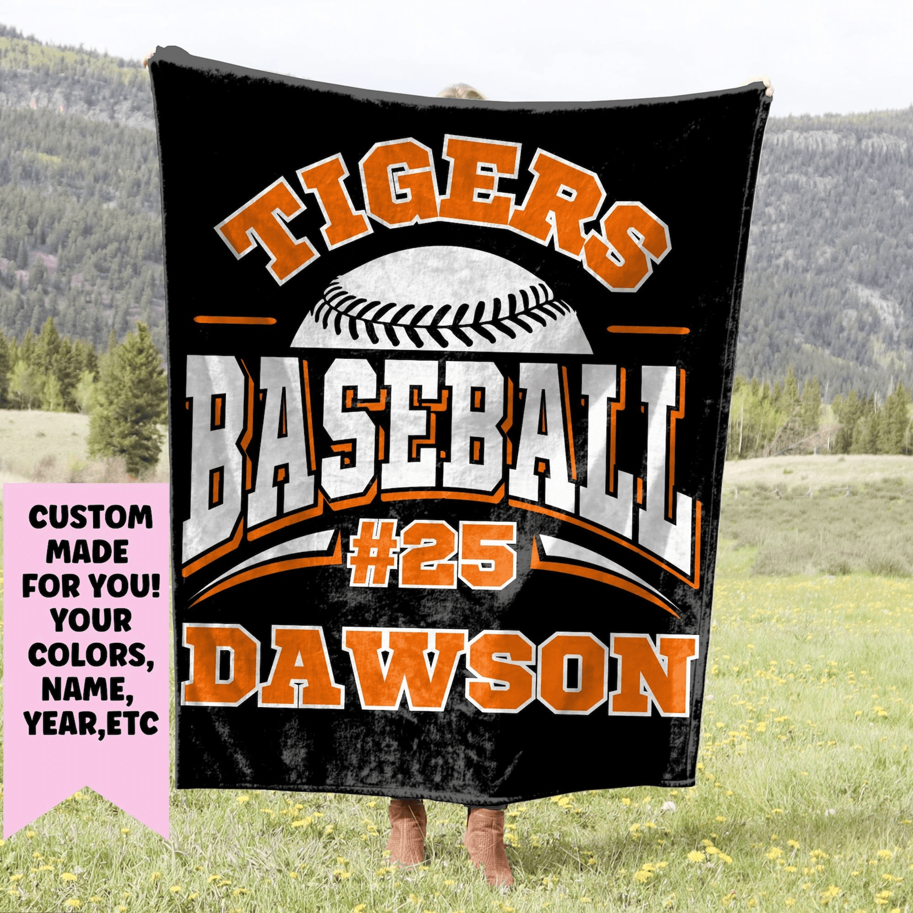 personalized baseball blanket custom player name throw team senior gift for baseball fans