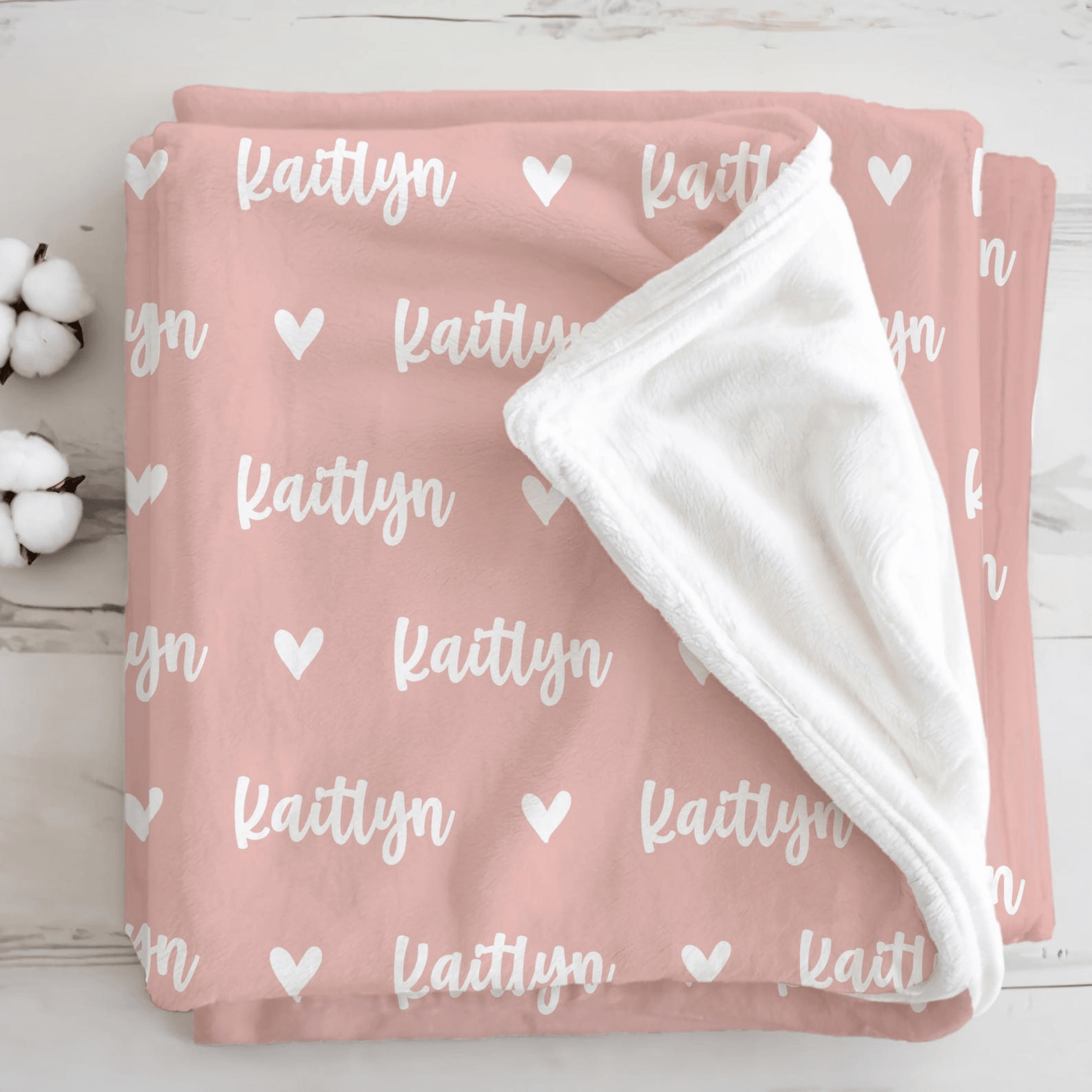 personalized name blanket with hearts custom baby girl blanket cute kids throw gift