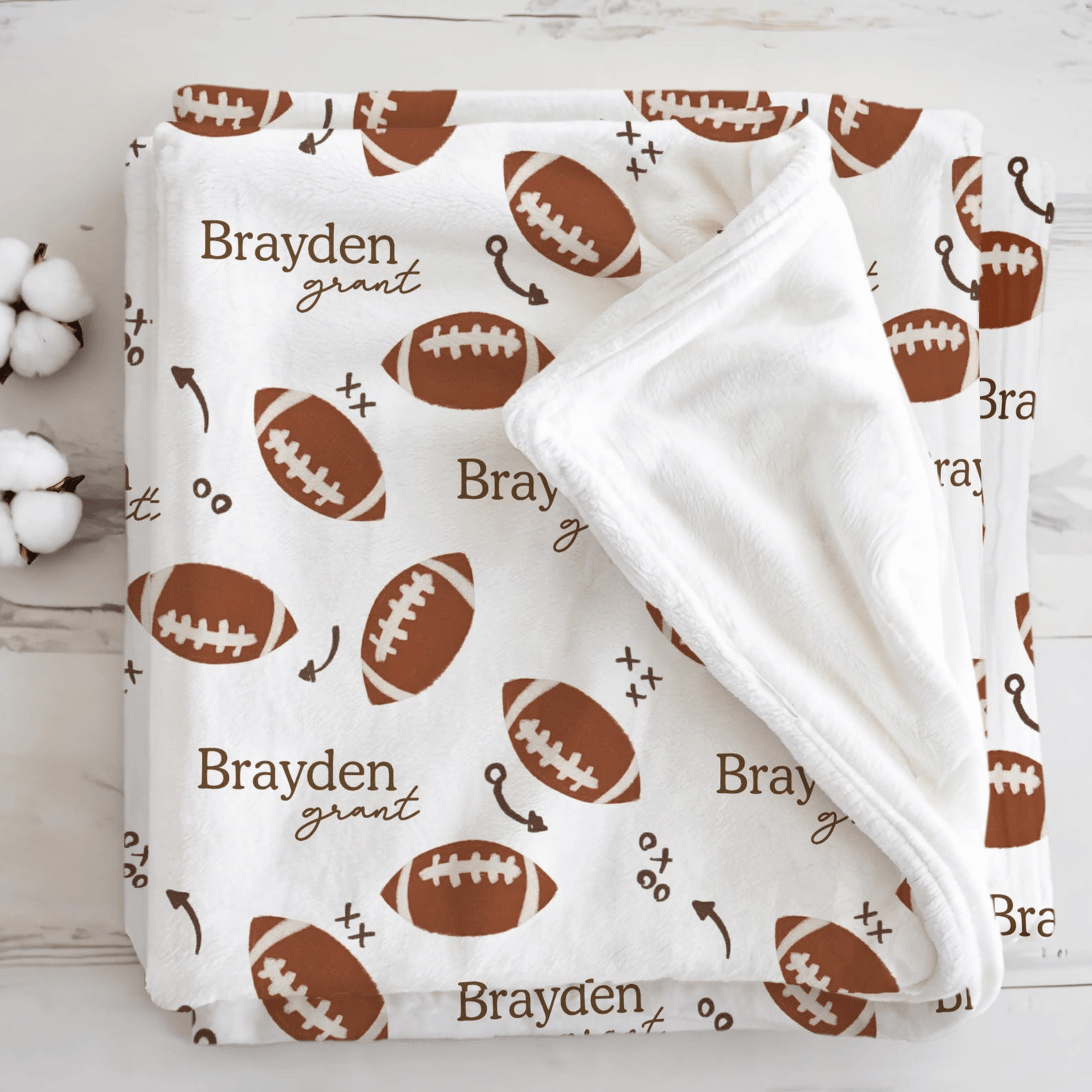 personalized football blanket custom name fleece throw gift for football players and fans