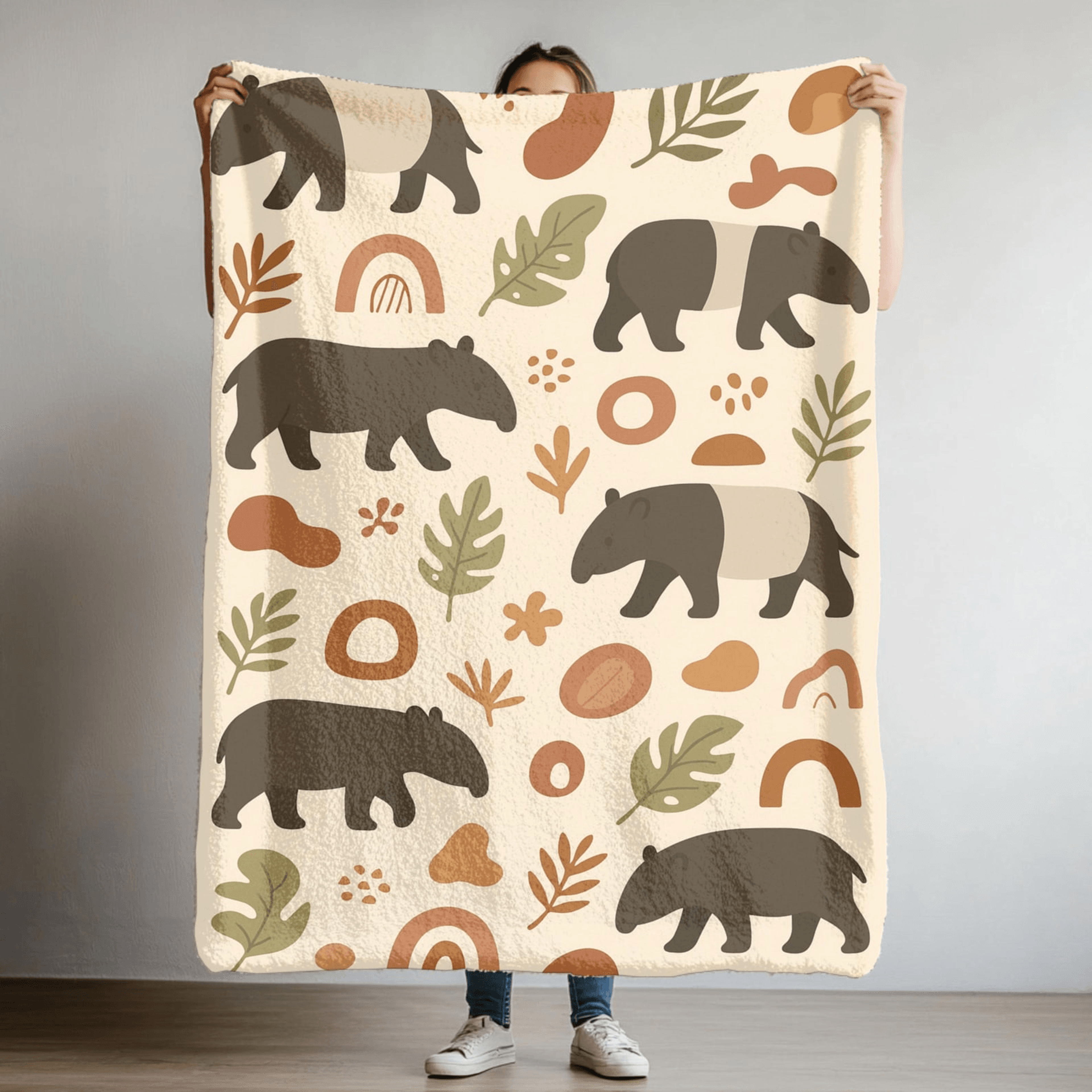 tapir velveteen throw blanket – cute tapir blanket for cozy nights & boho home decor