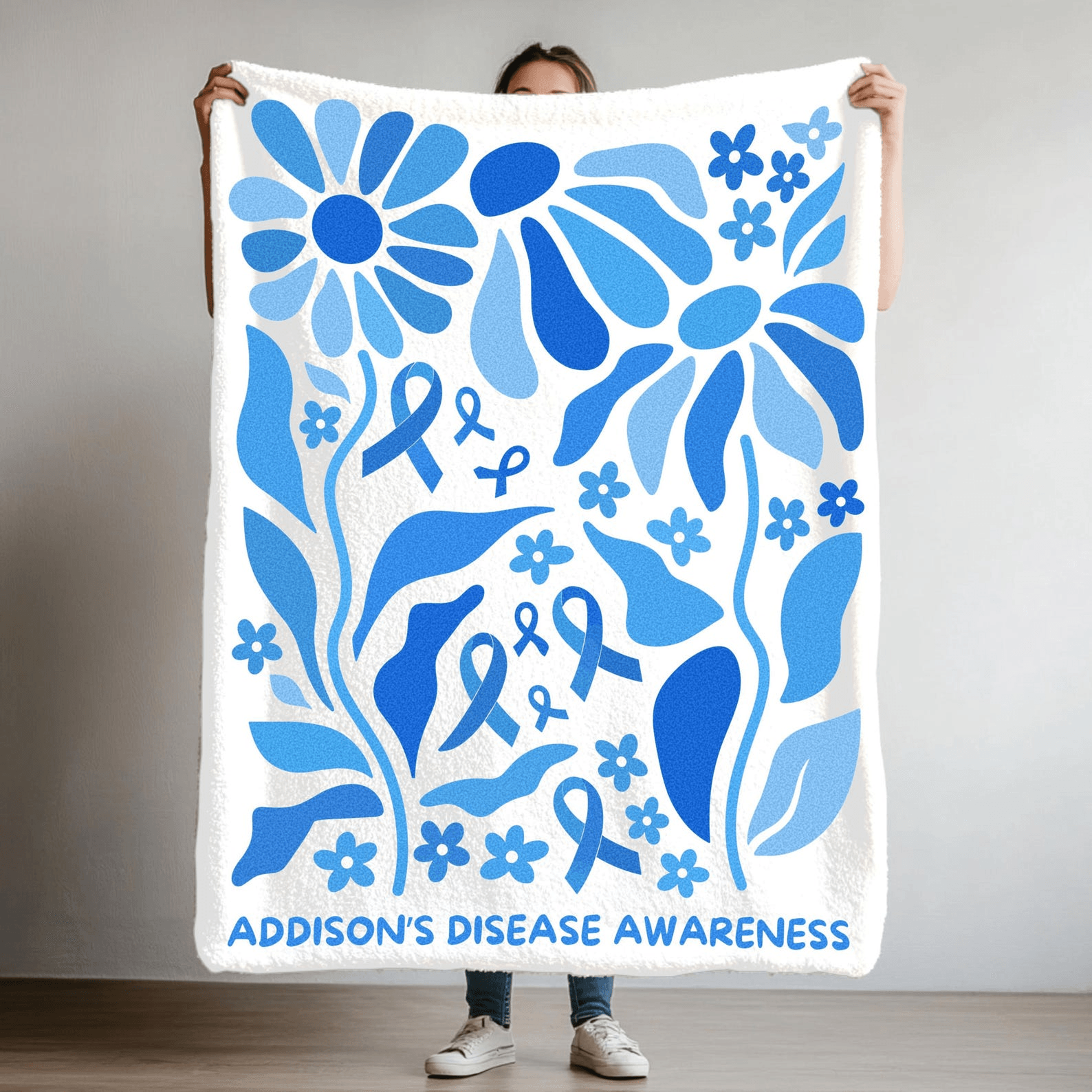 addisons disease awareness floral blanket – soft velveteen throw gift of comfort & support