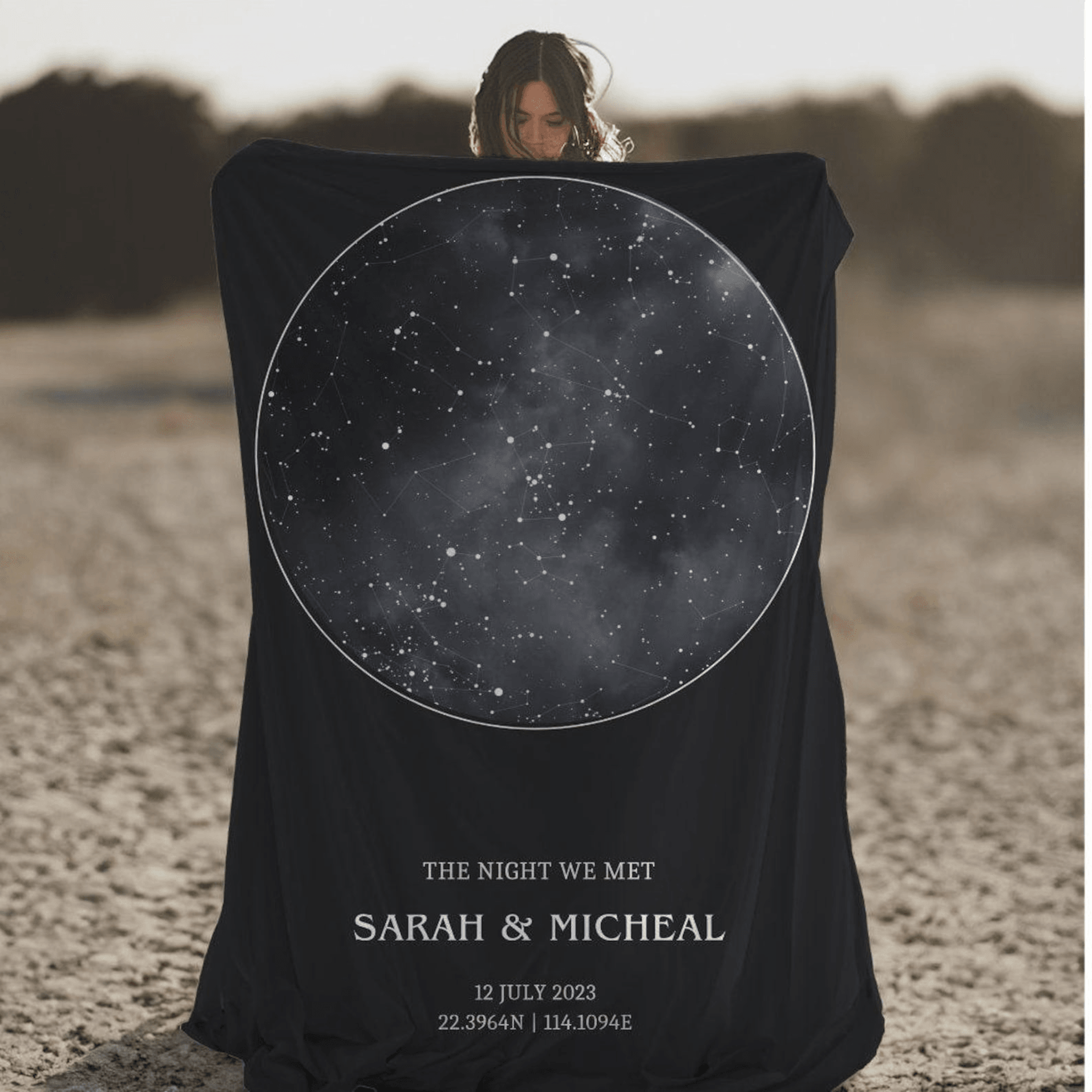 custom star map blanket – personalized anniversary & wedding keepsake throw with special date