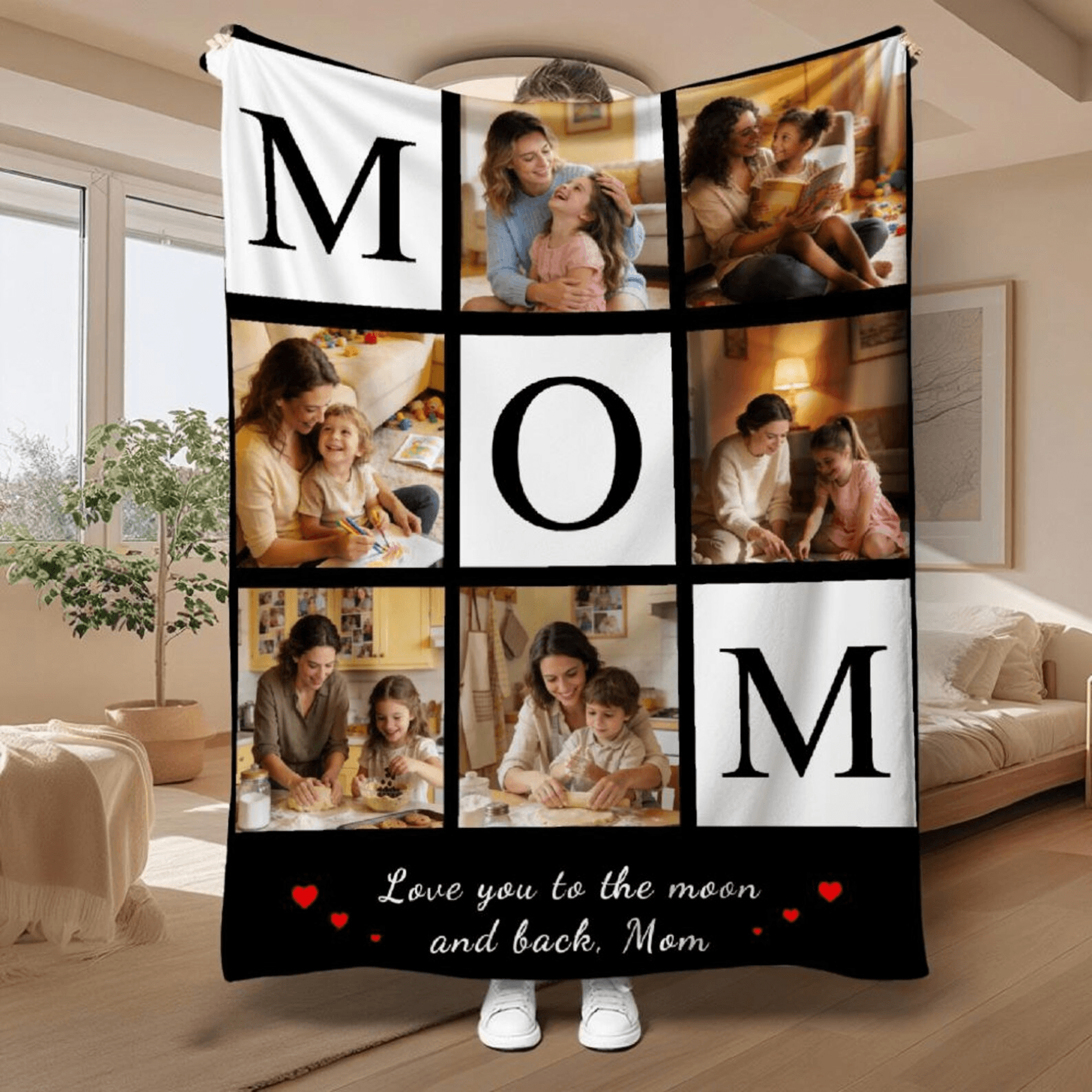 custom photo collage blanket – personalized family memory throw gift for mom & loved ones