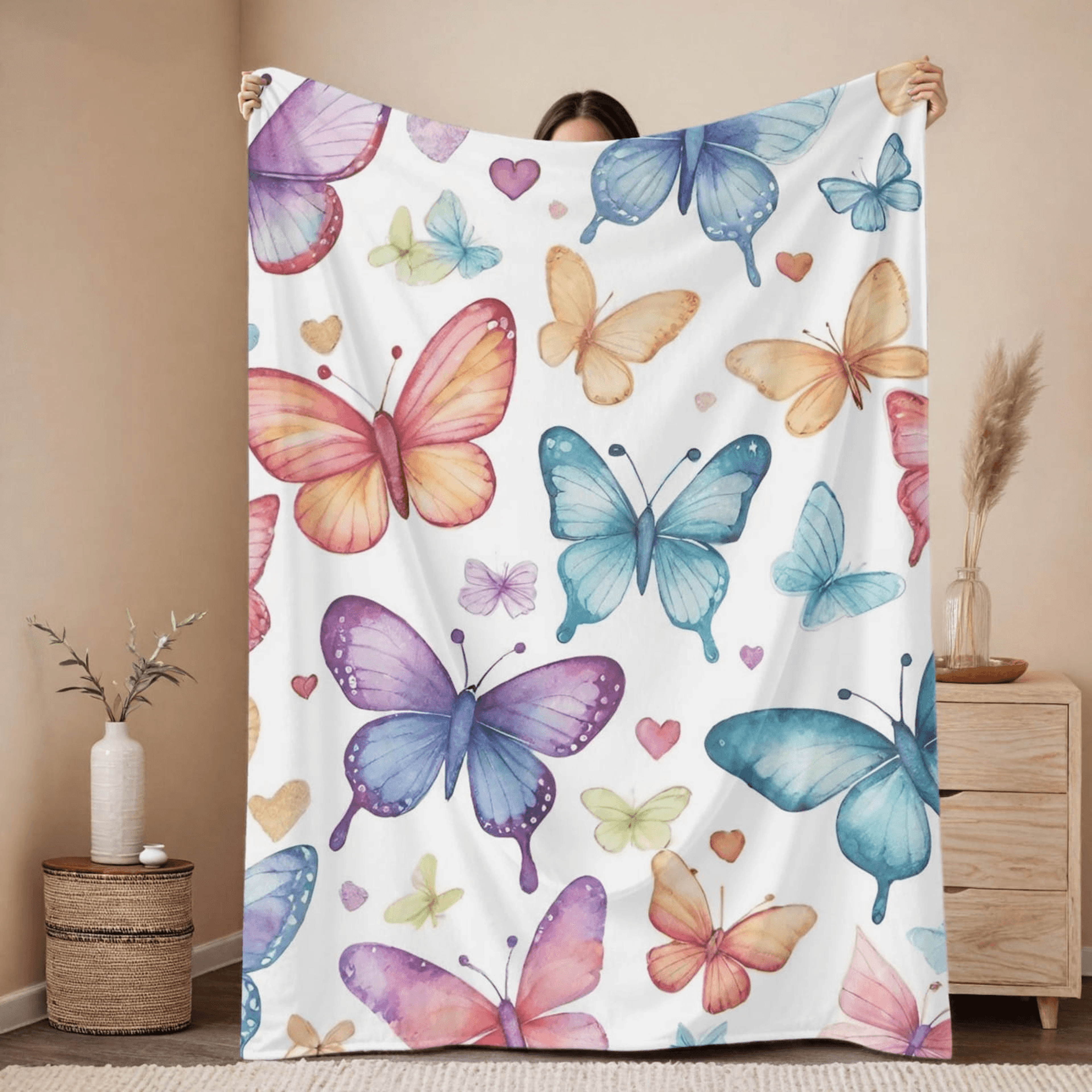 colorful butterfly plush blanket – soft cozy throw for home decor, relaxation & thoughtful gifts