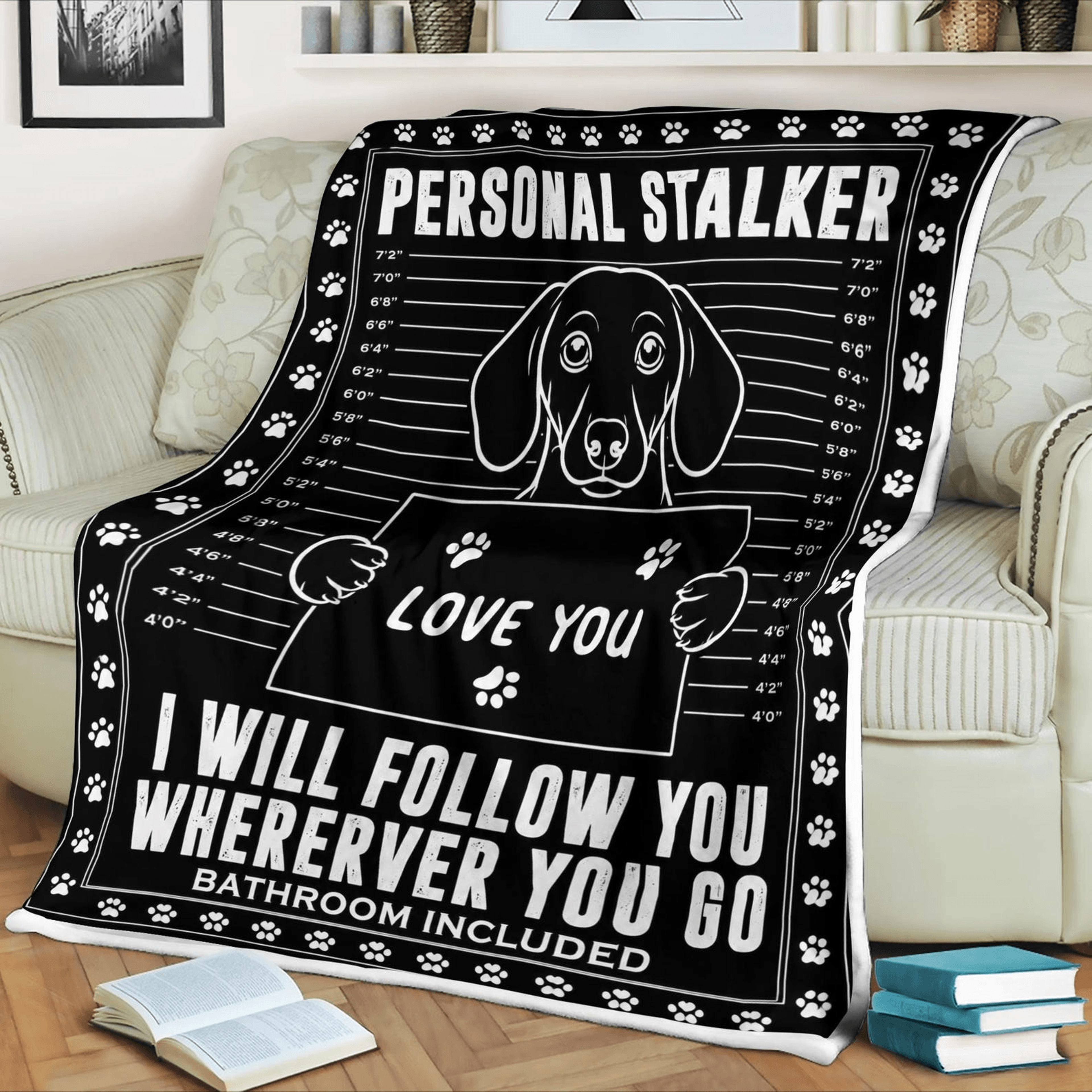 funny dog lover fleece blanket – personal stalker puppy throw gift for dog moms & dog dads