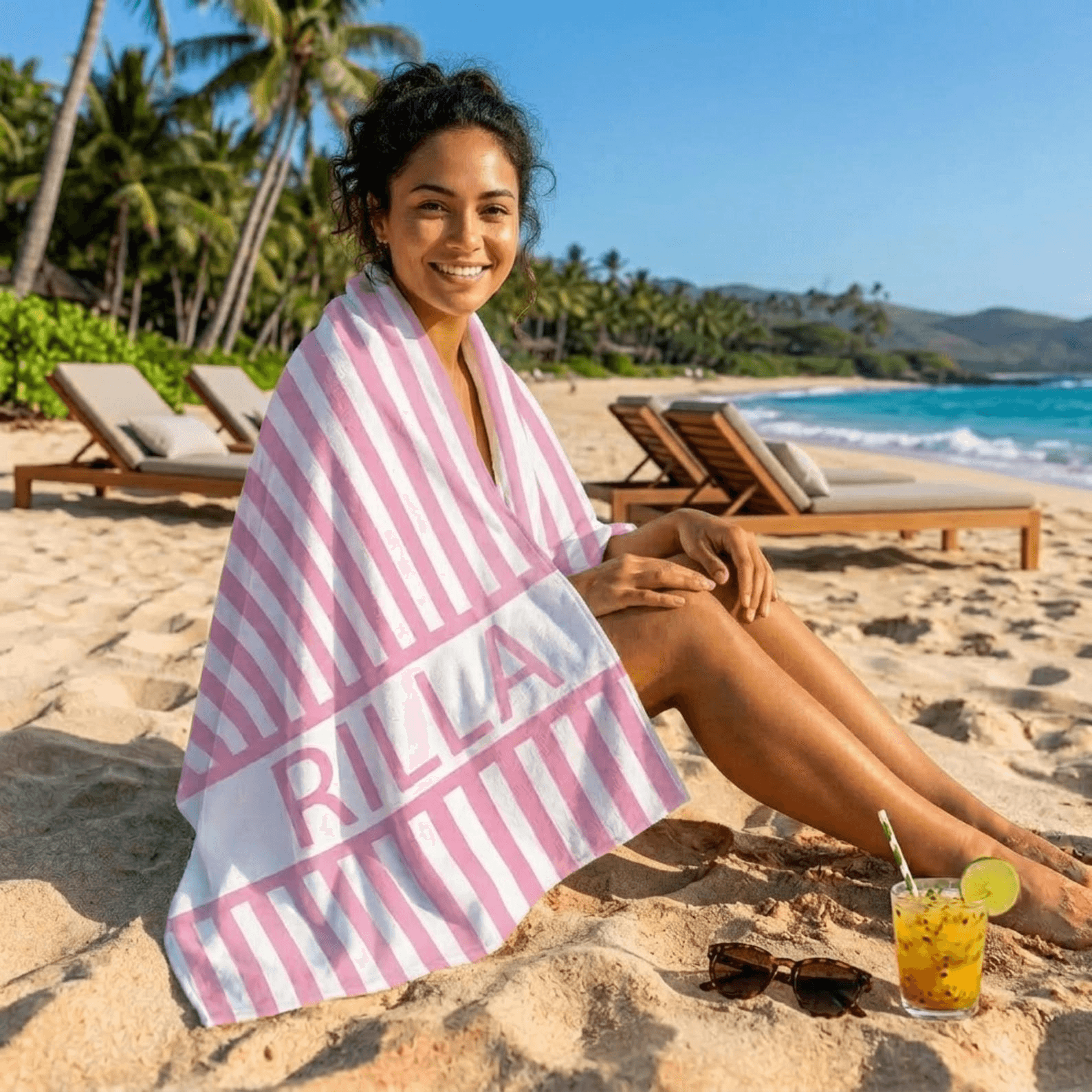 personalized signature beach towel with name – custom pool & vacation towel for beach lovers