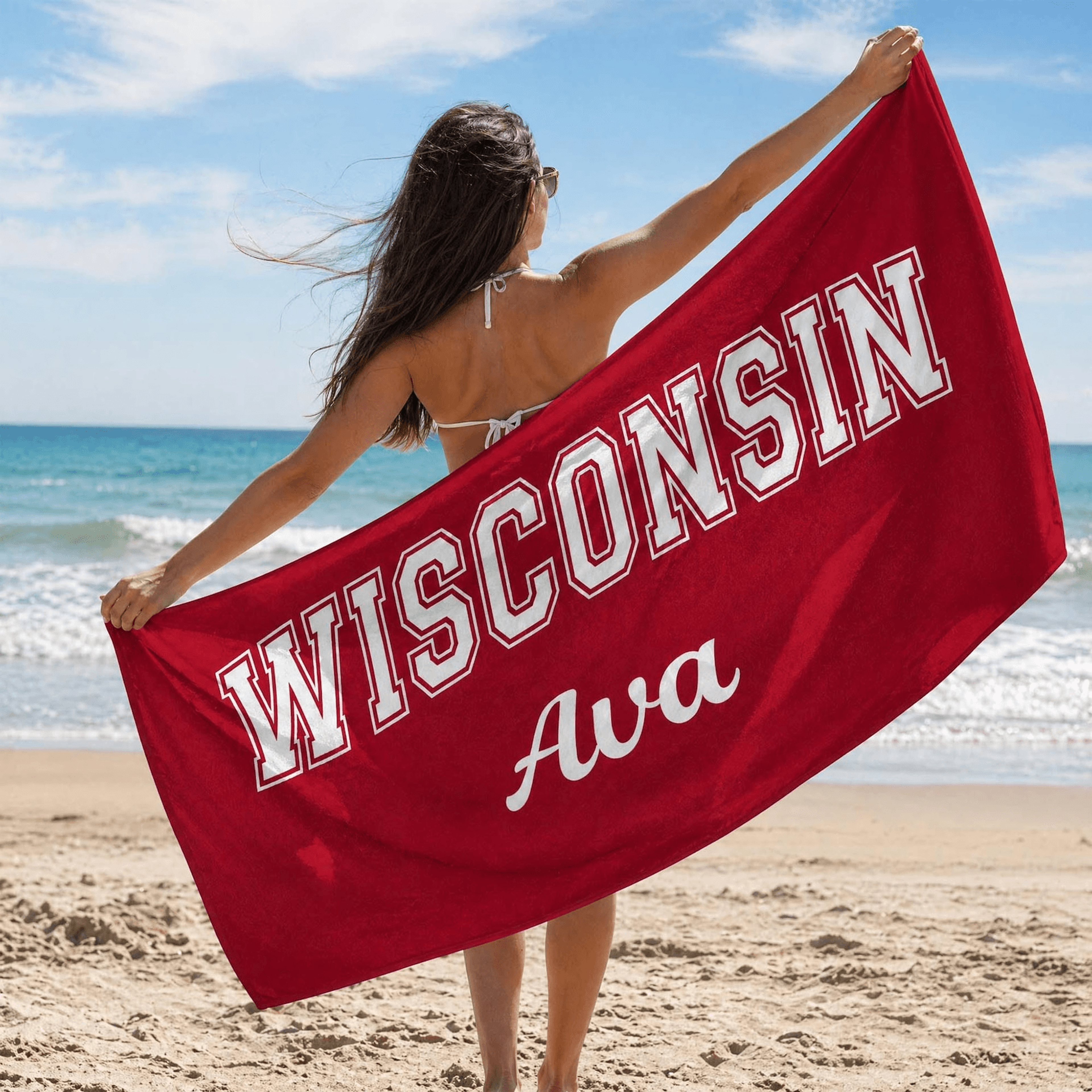 personalized college beach towel with name – custom university & sorority pool towel graduation gift