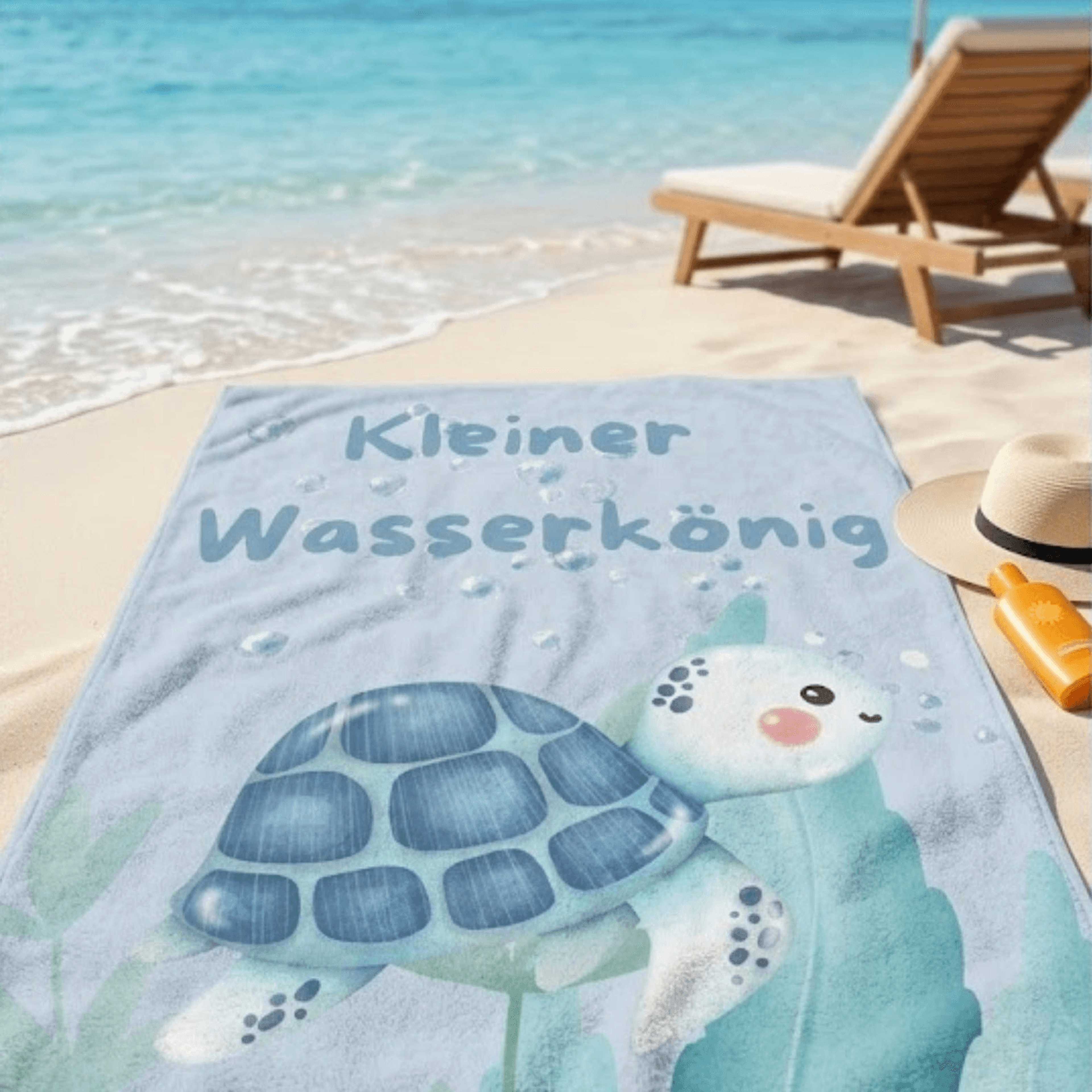 personalized turtle beach towel lounger for kids – custom name pool towel gift for children