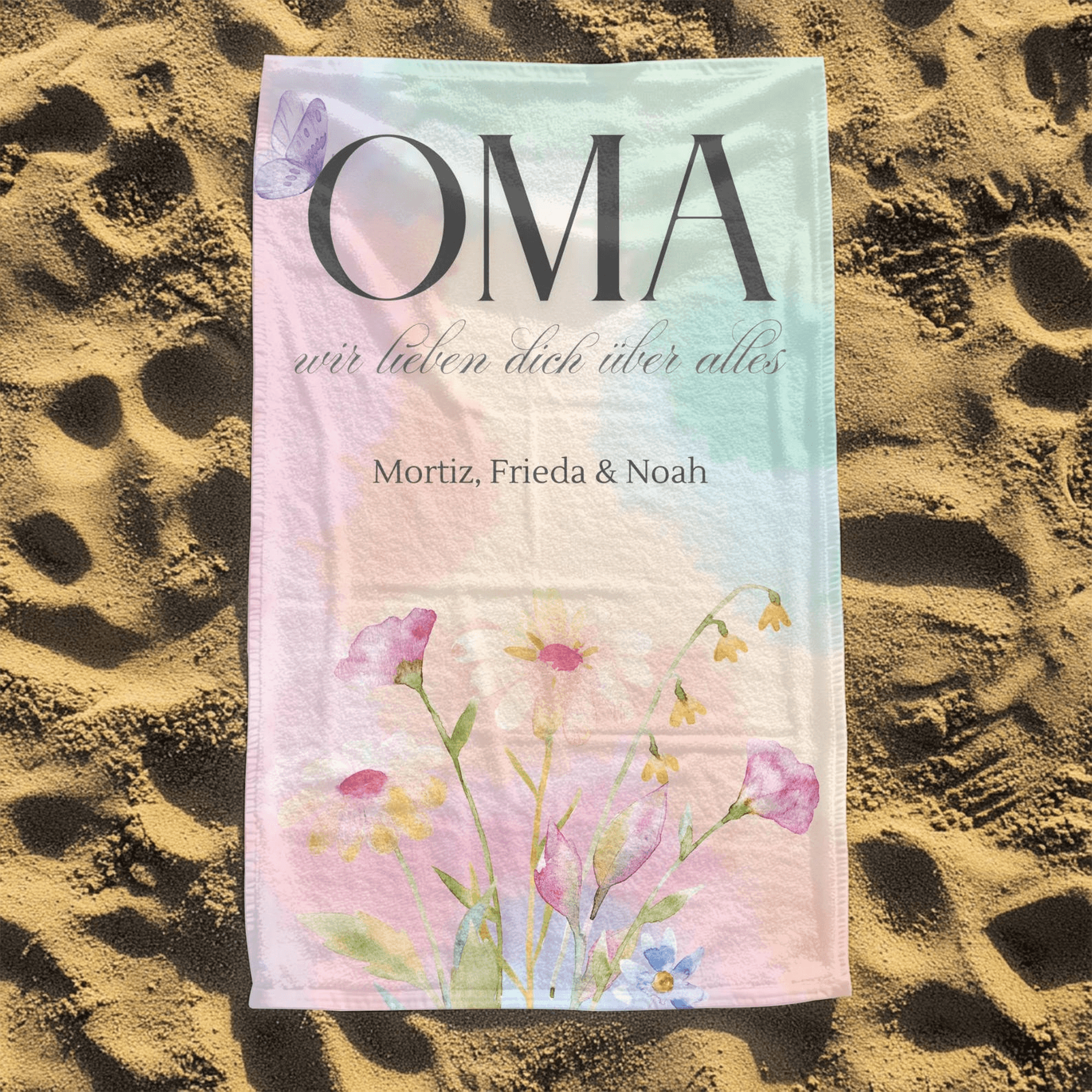 personalized grandma beach towel with name – custom grandmother vacation towel gift for beach & pool days
