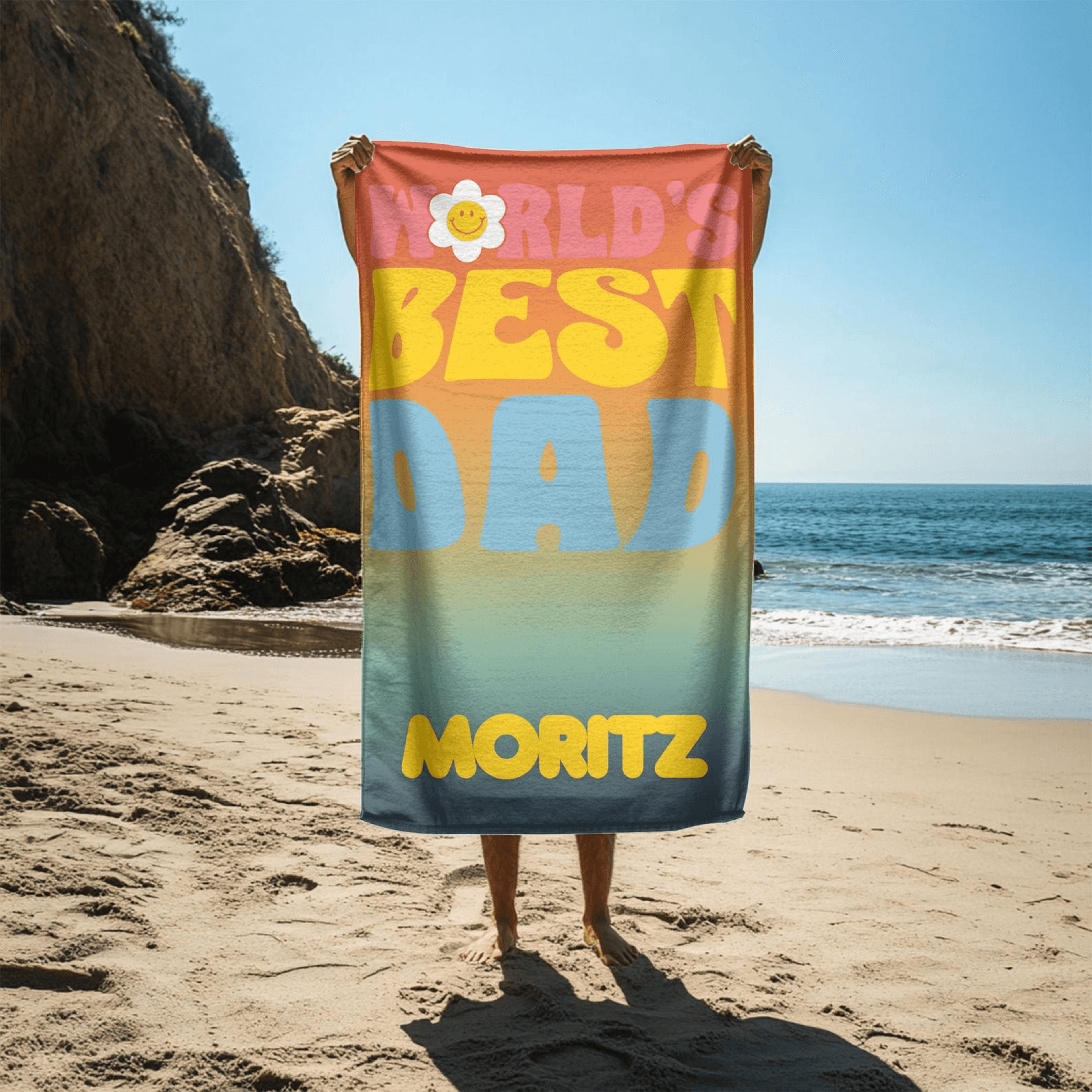 personalized dad beach towel – retro style vacation towel gift for father, husband & father's day