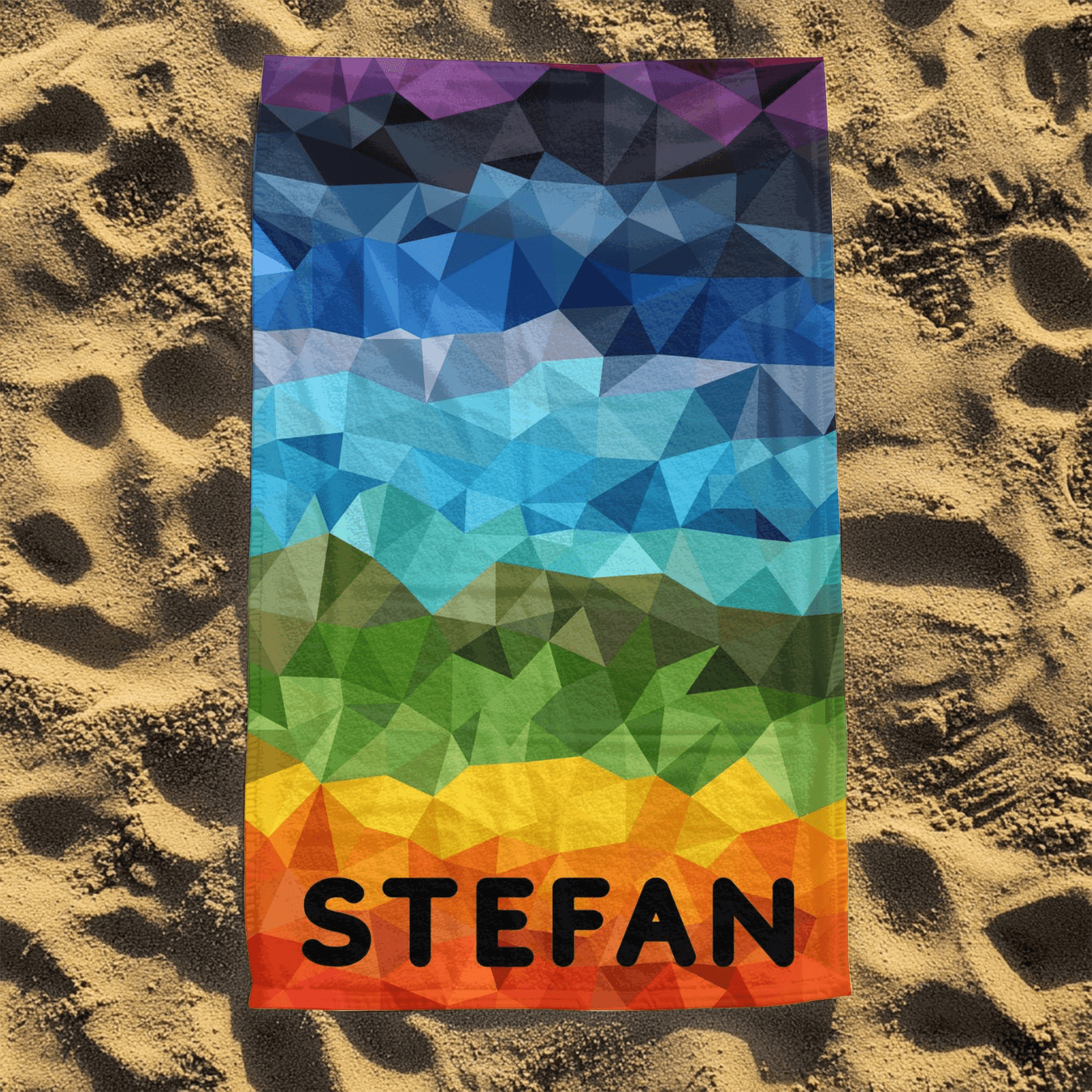 personalized colorful beach towel with name – custom summer bath & garden towel gift