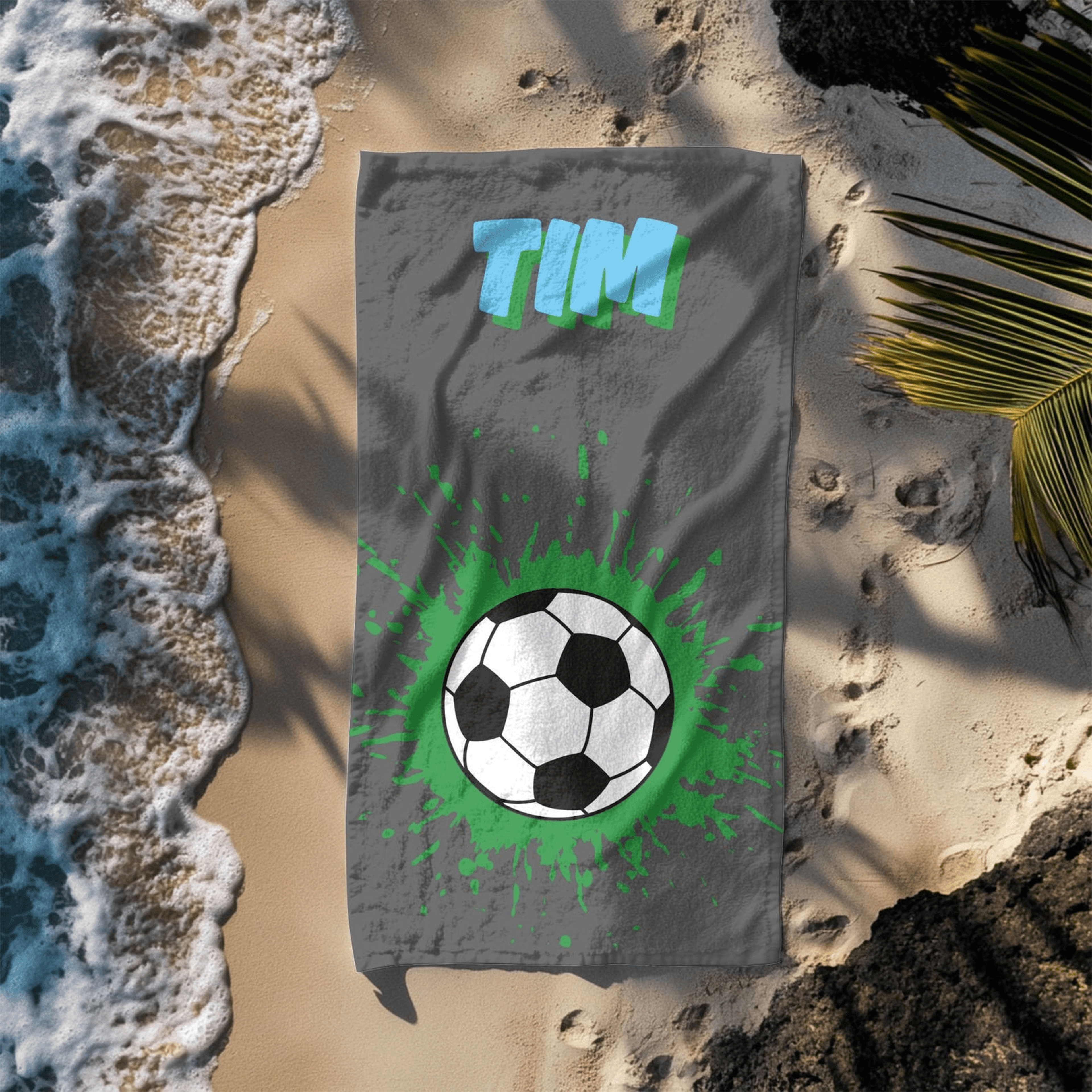 personalized football beach towel with name – custom sports pool towel for players, fans & vacations