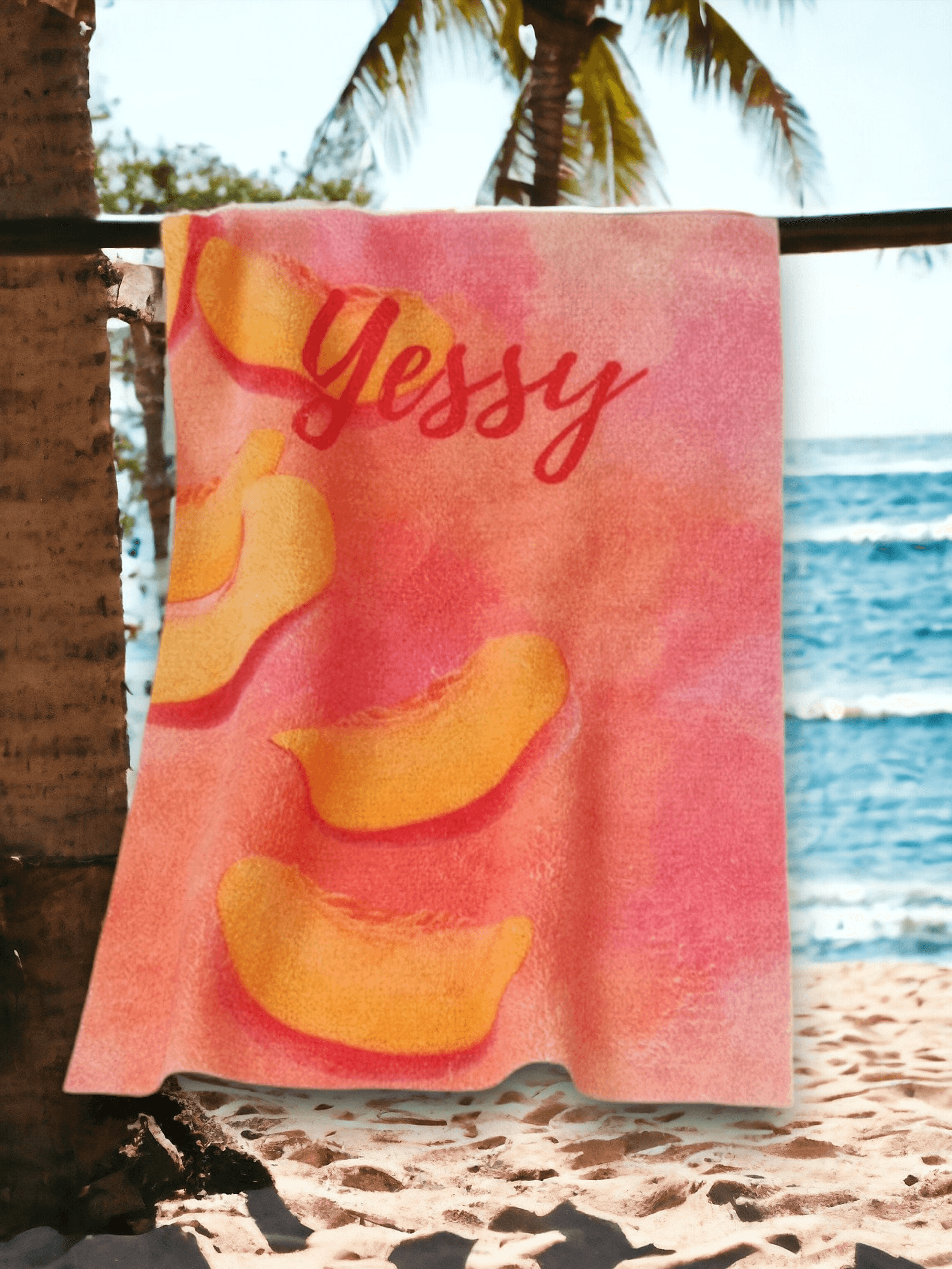 personalized peach beach towel with name – custom summer pool towel for vacations & birthday gifts