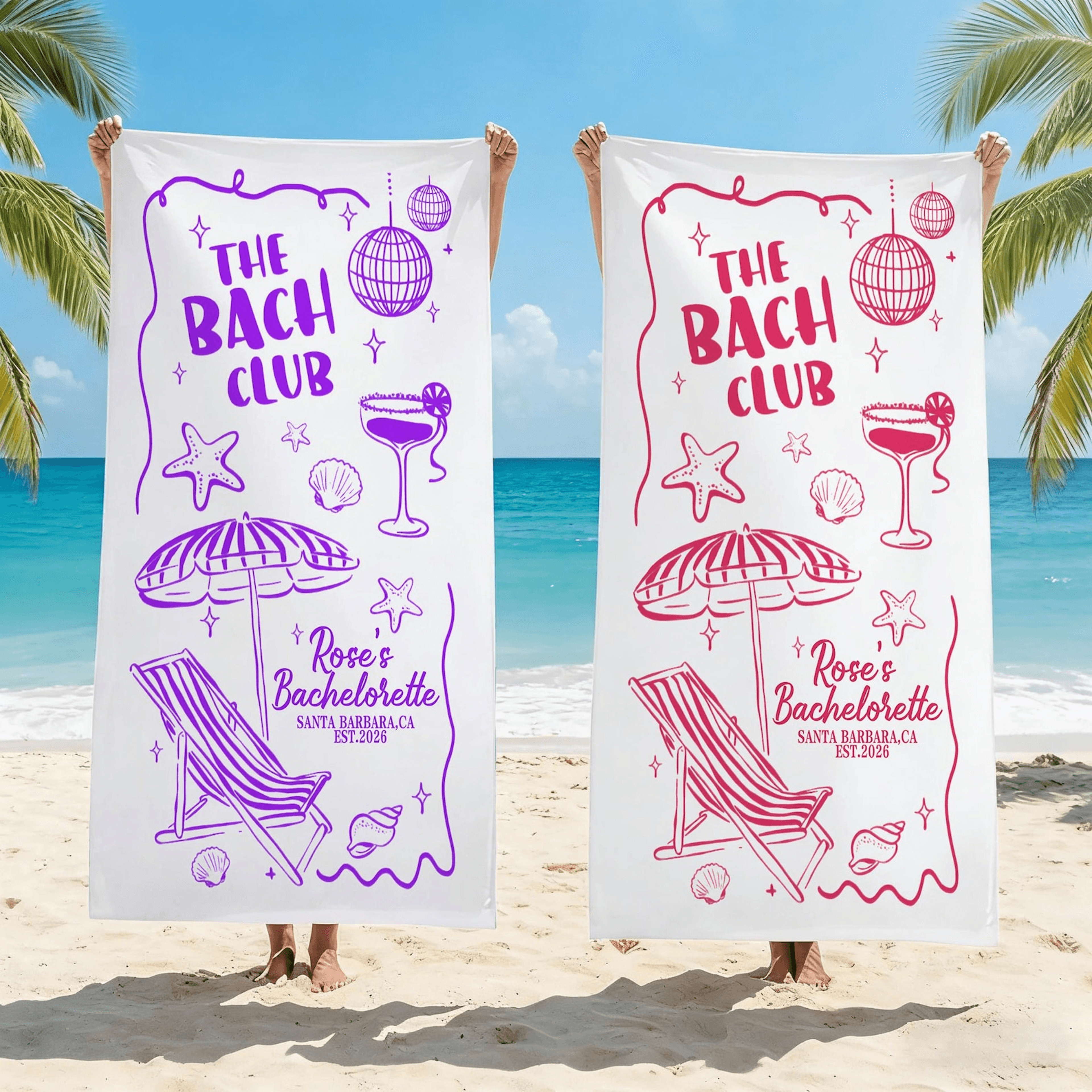 custom bach club beach towel for bachelorette parties personalized bridesmaid beach gift