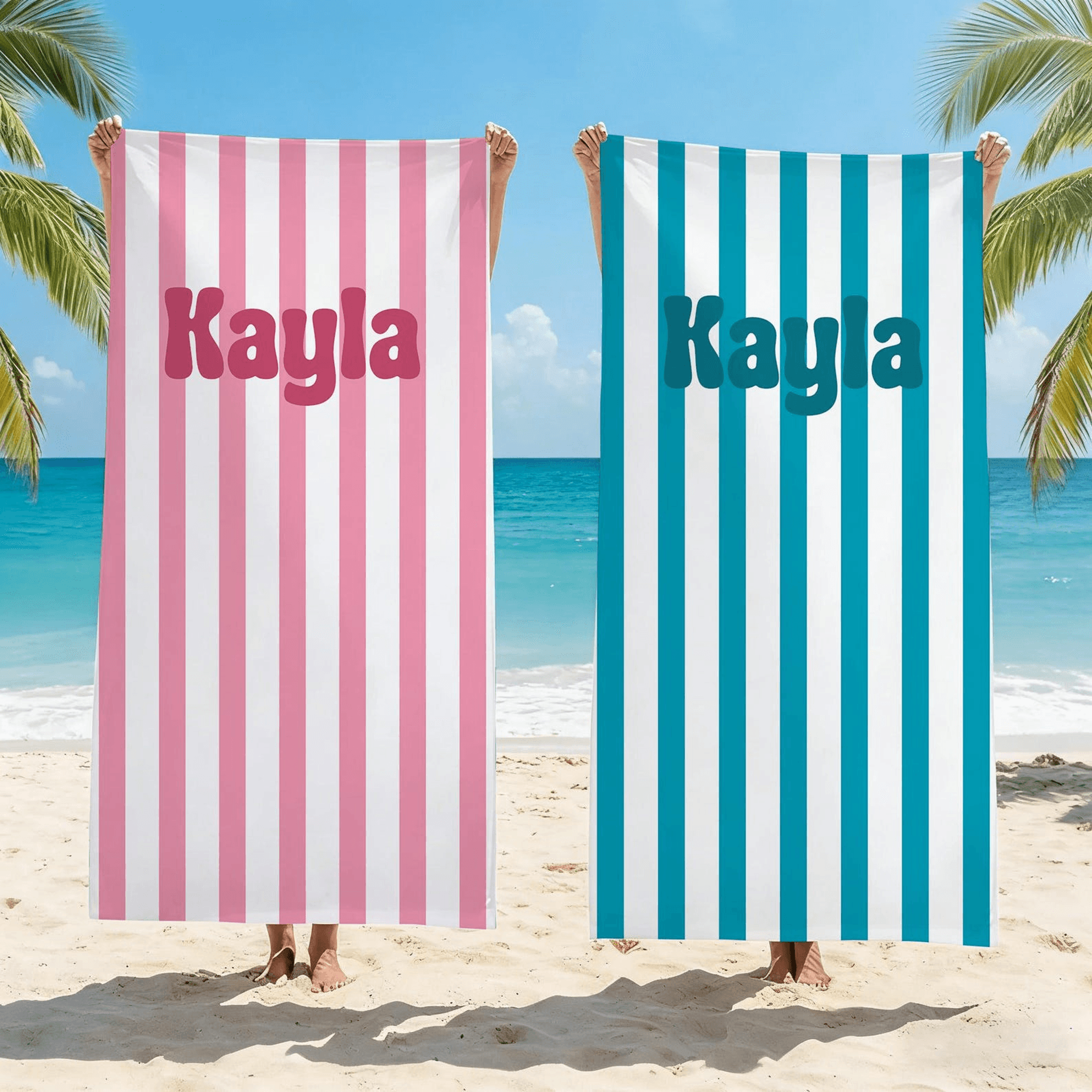 custom striped beach towel personalized pink beach towel for summer vacations and gifts