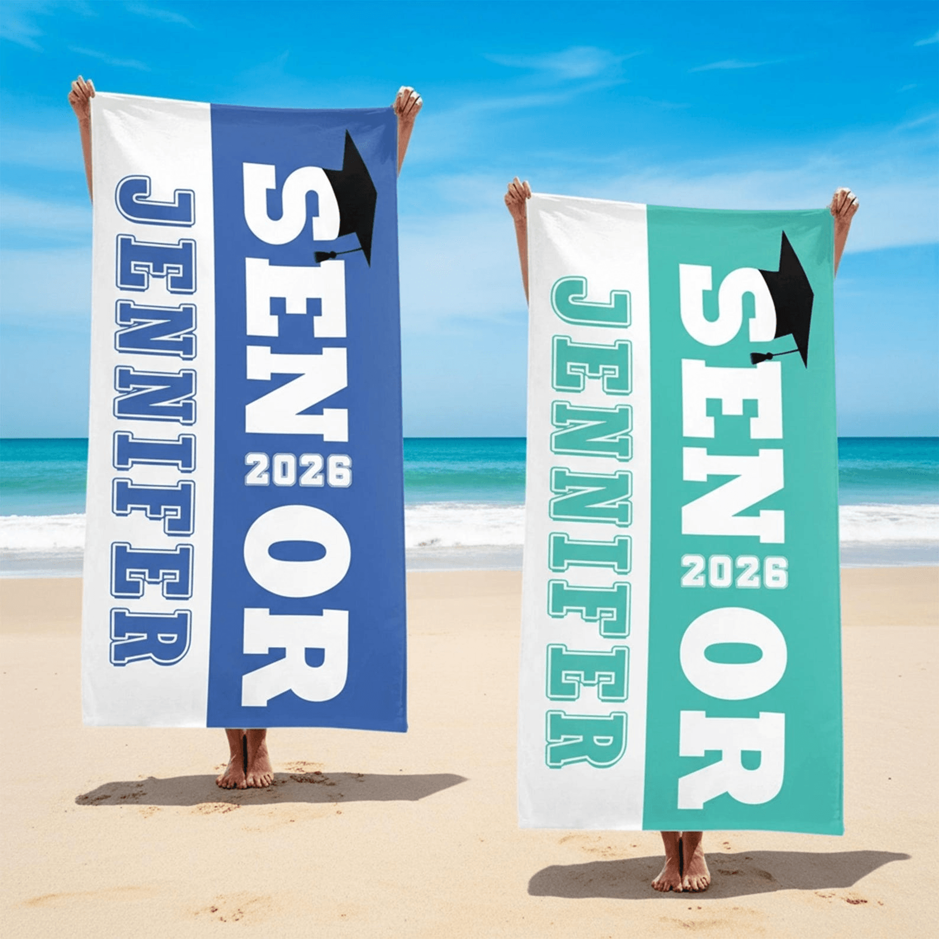 custom graduation beach towel personalized class of 2026 senior gift with name