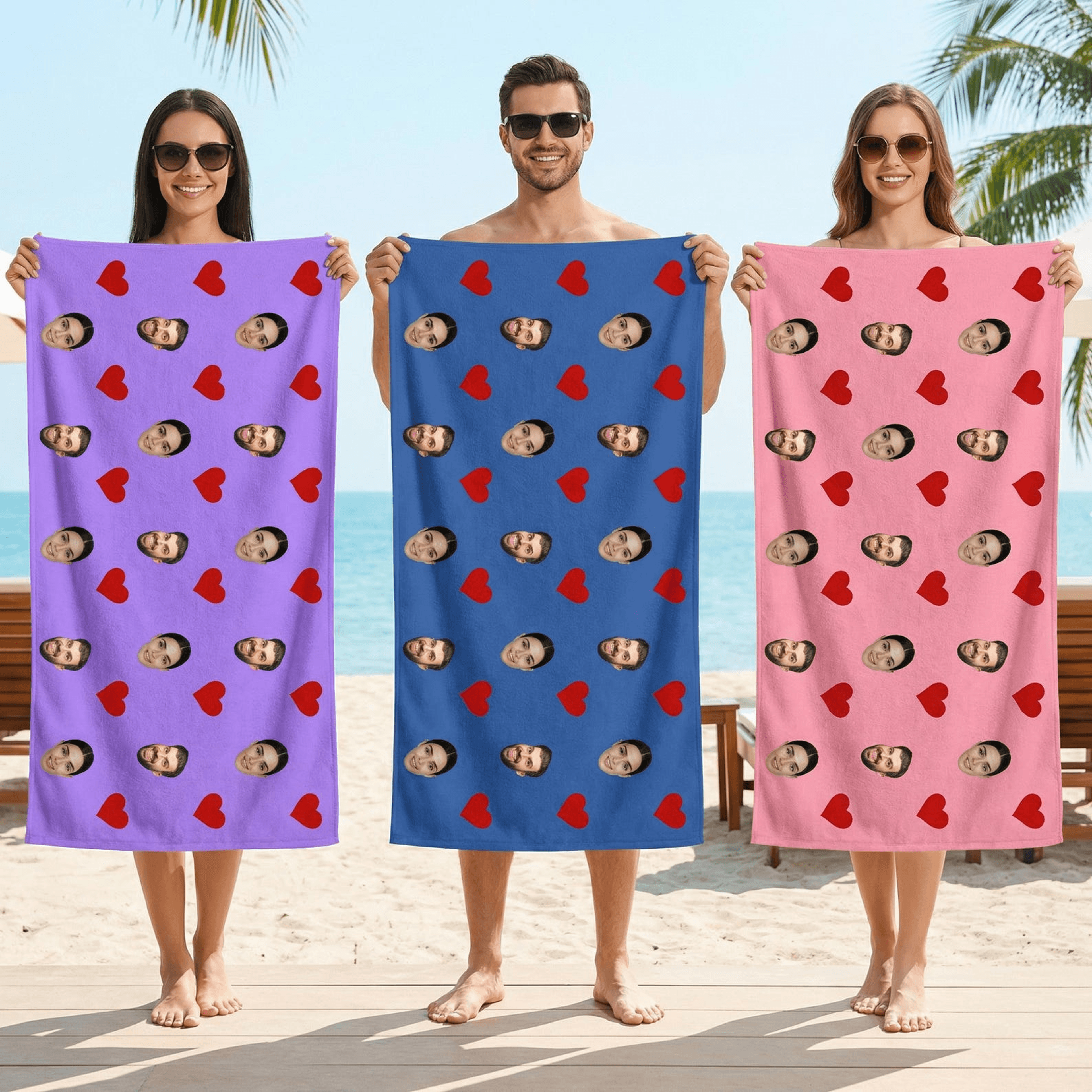 custom face beach towel personalized photo beach towel summer vacation gift