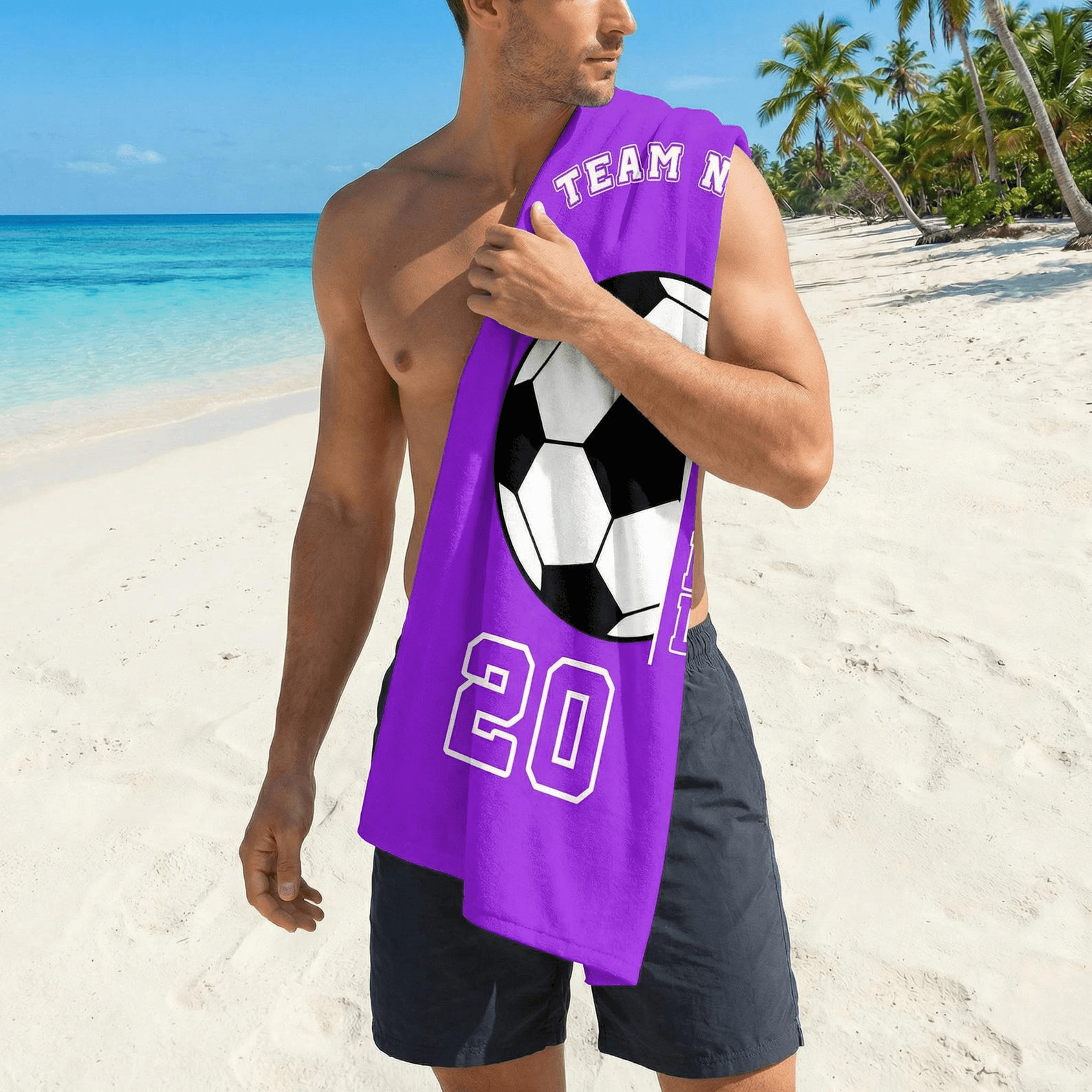 custom football team beach towel personalized soccer team quick dry towel with name