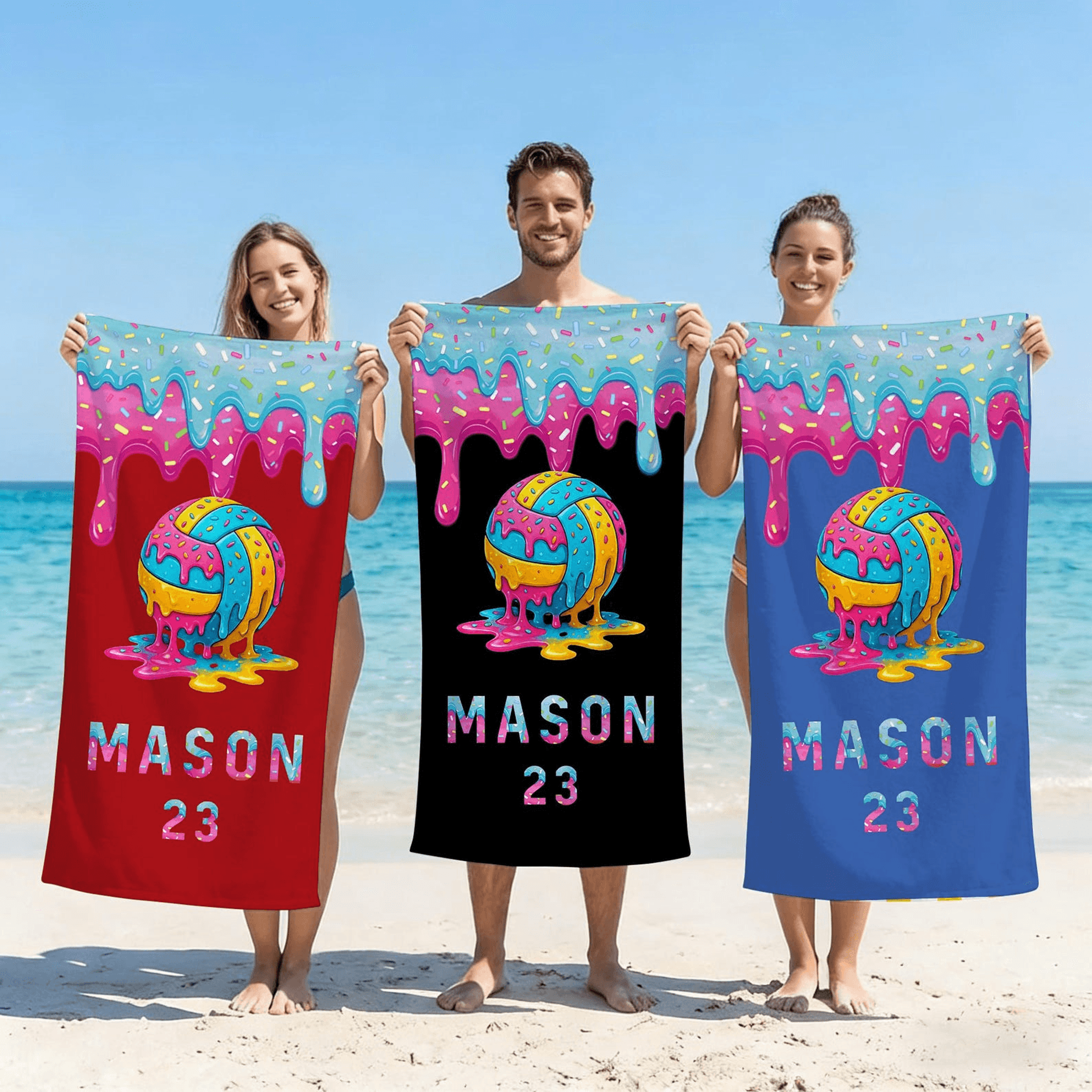 custom ice cream volleyball beach towel personalized quick dry vacation gift