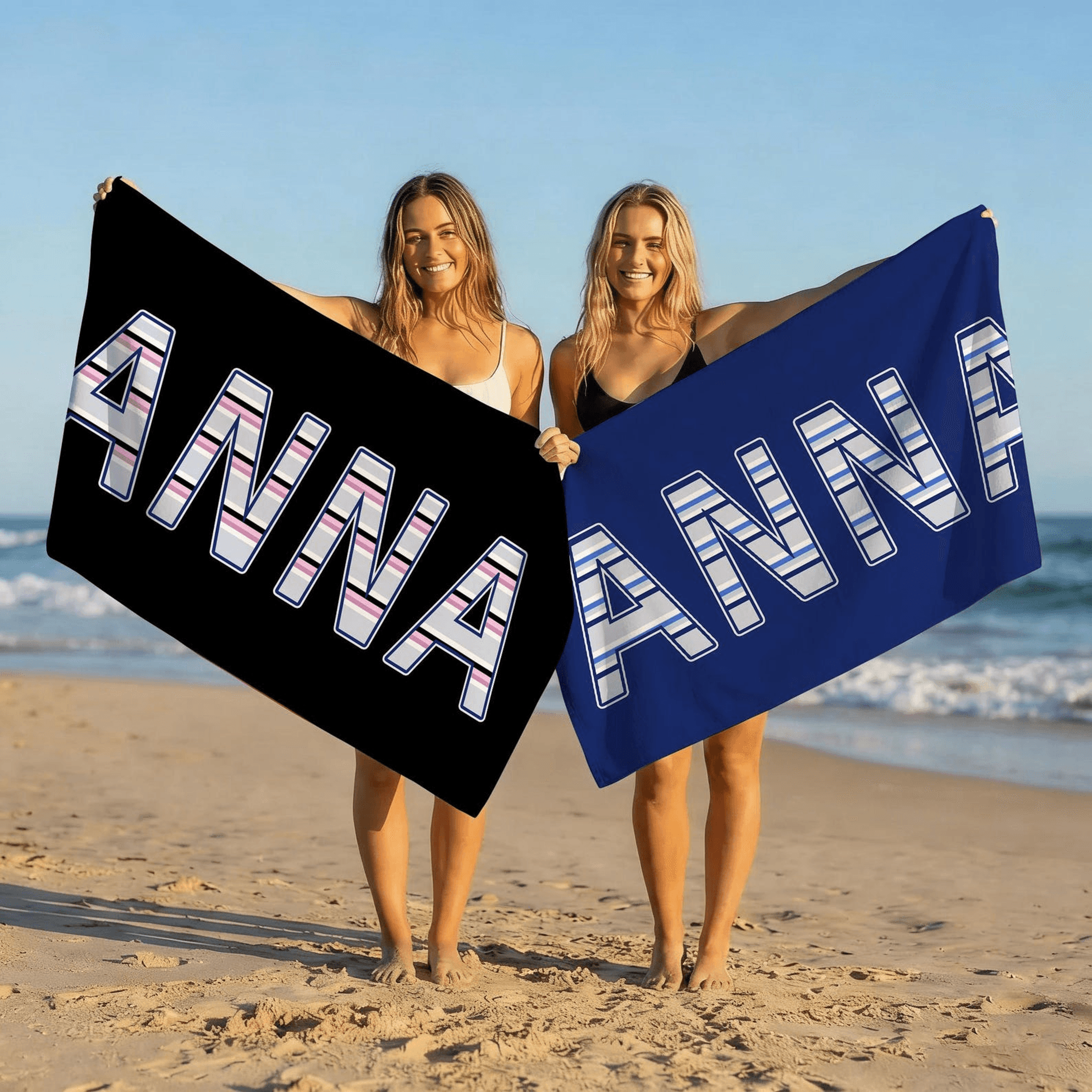custom name vacation beach towel personalized quick dry beach towel gift for her