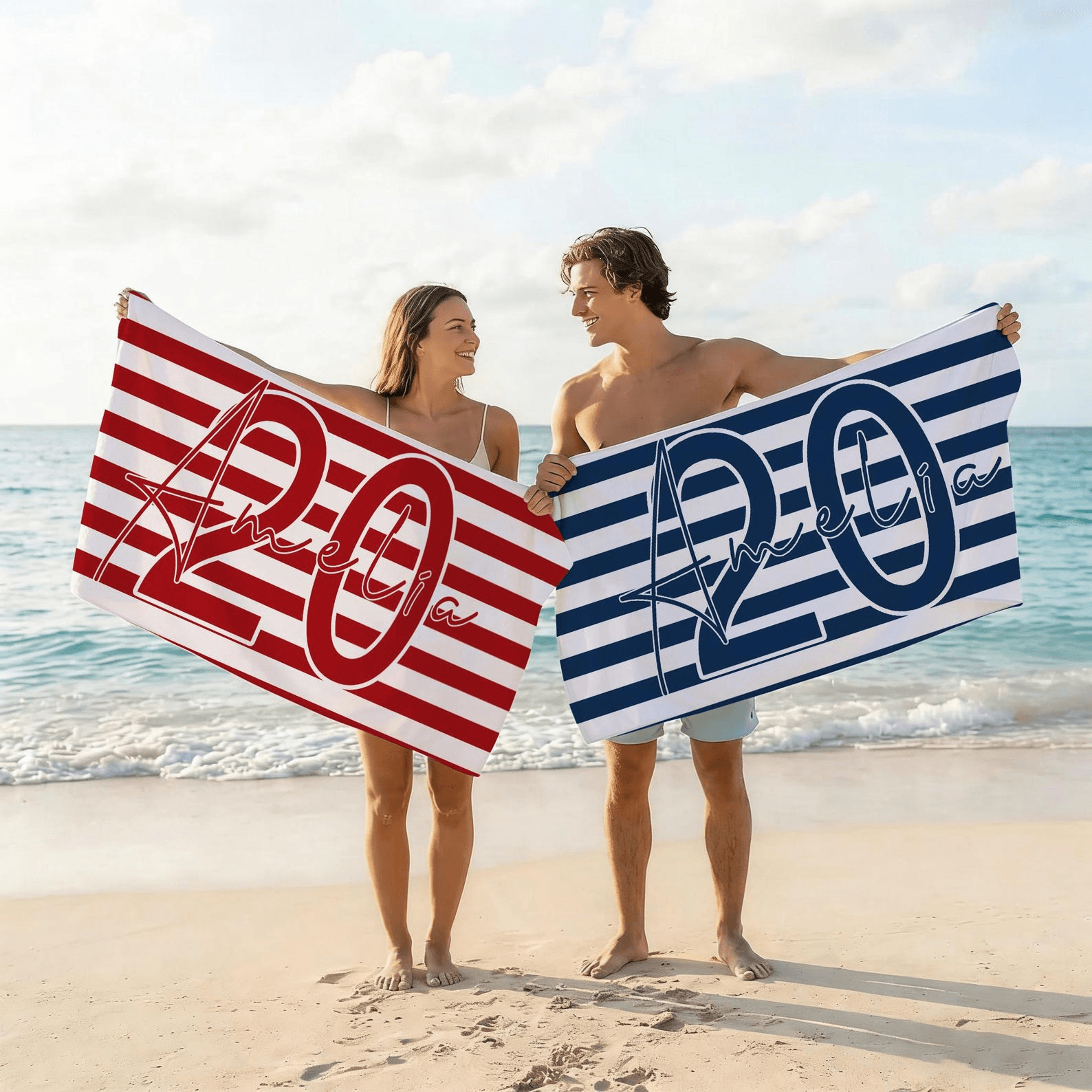 custom birthday beach towel personalized birthday party vacation gift for her