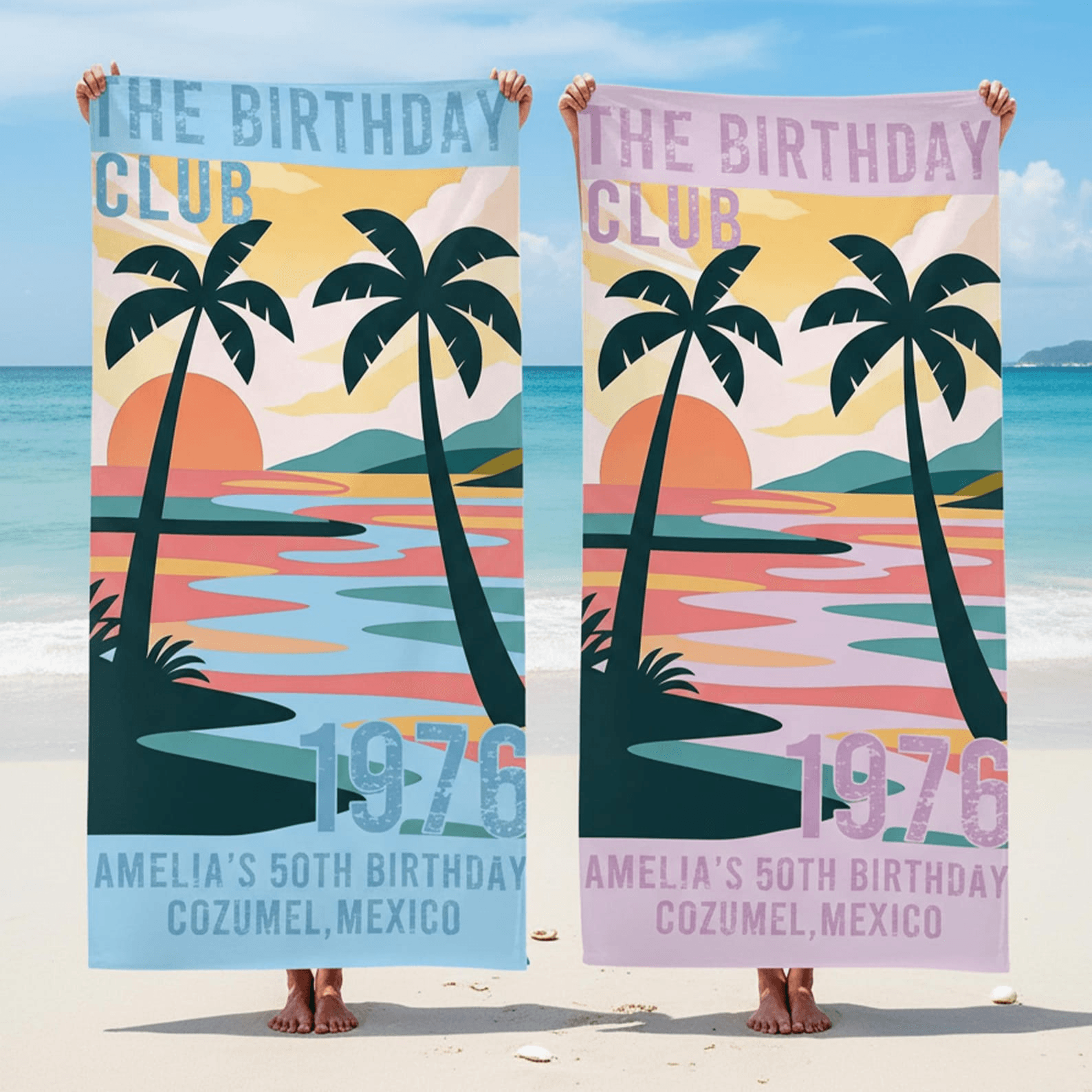 custom birthday club beach towel personalized name quick dry birthday gift