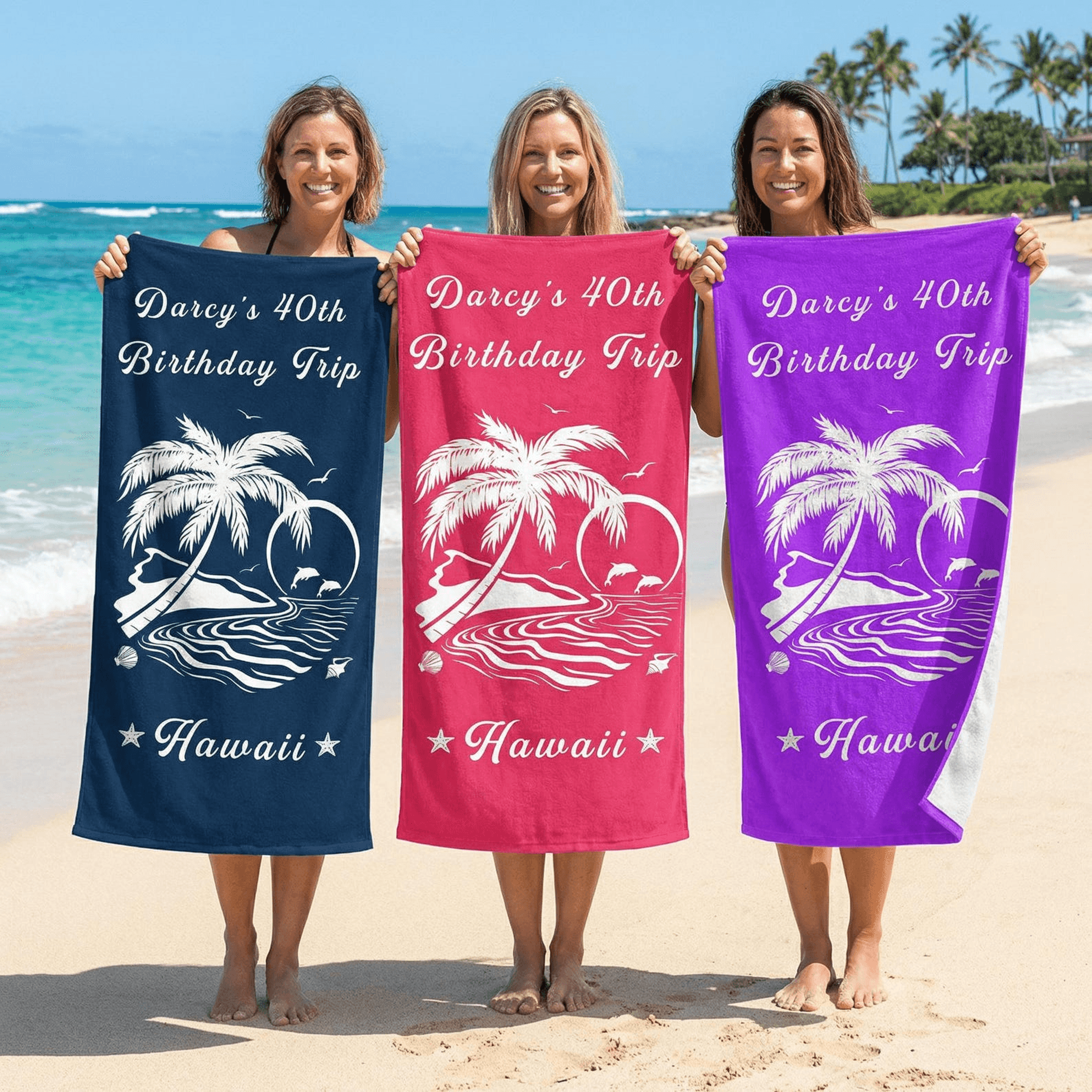 custom name birthday trip beach towel personalized vacation birthday gift