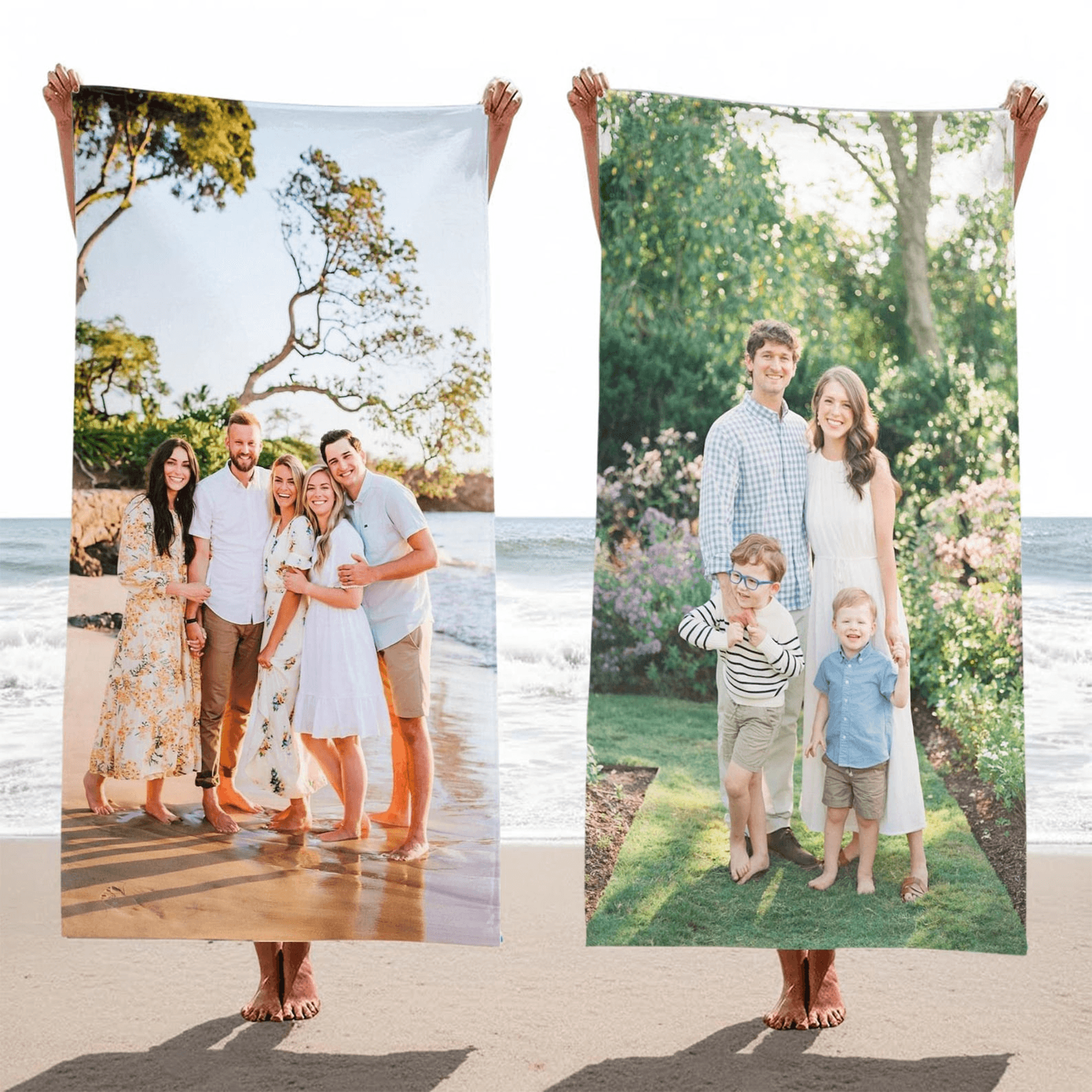 personalized photo beach towel with custom picture for summer vacations and gifts