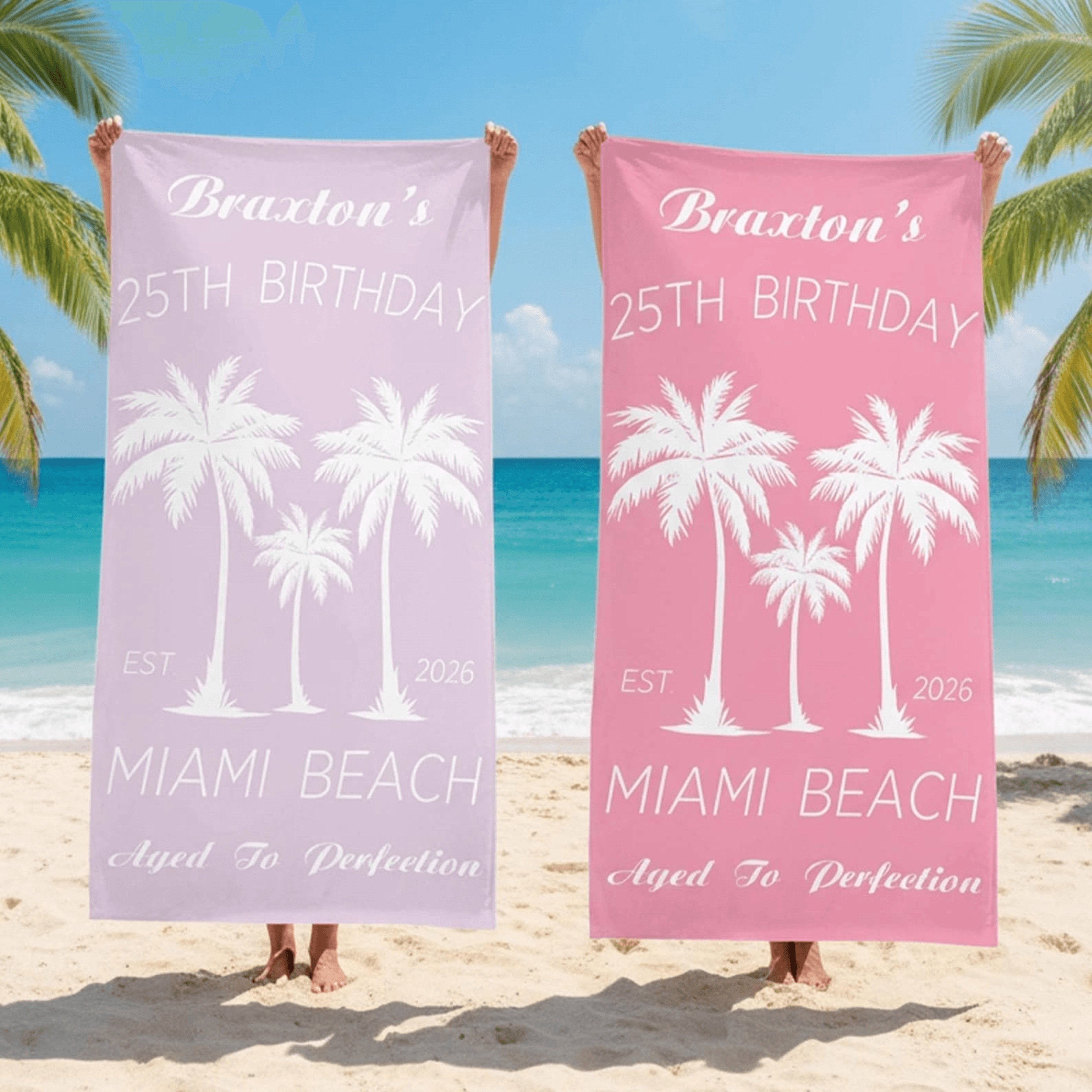 personalized birthday beach towel with name custom party gift for friends
