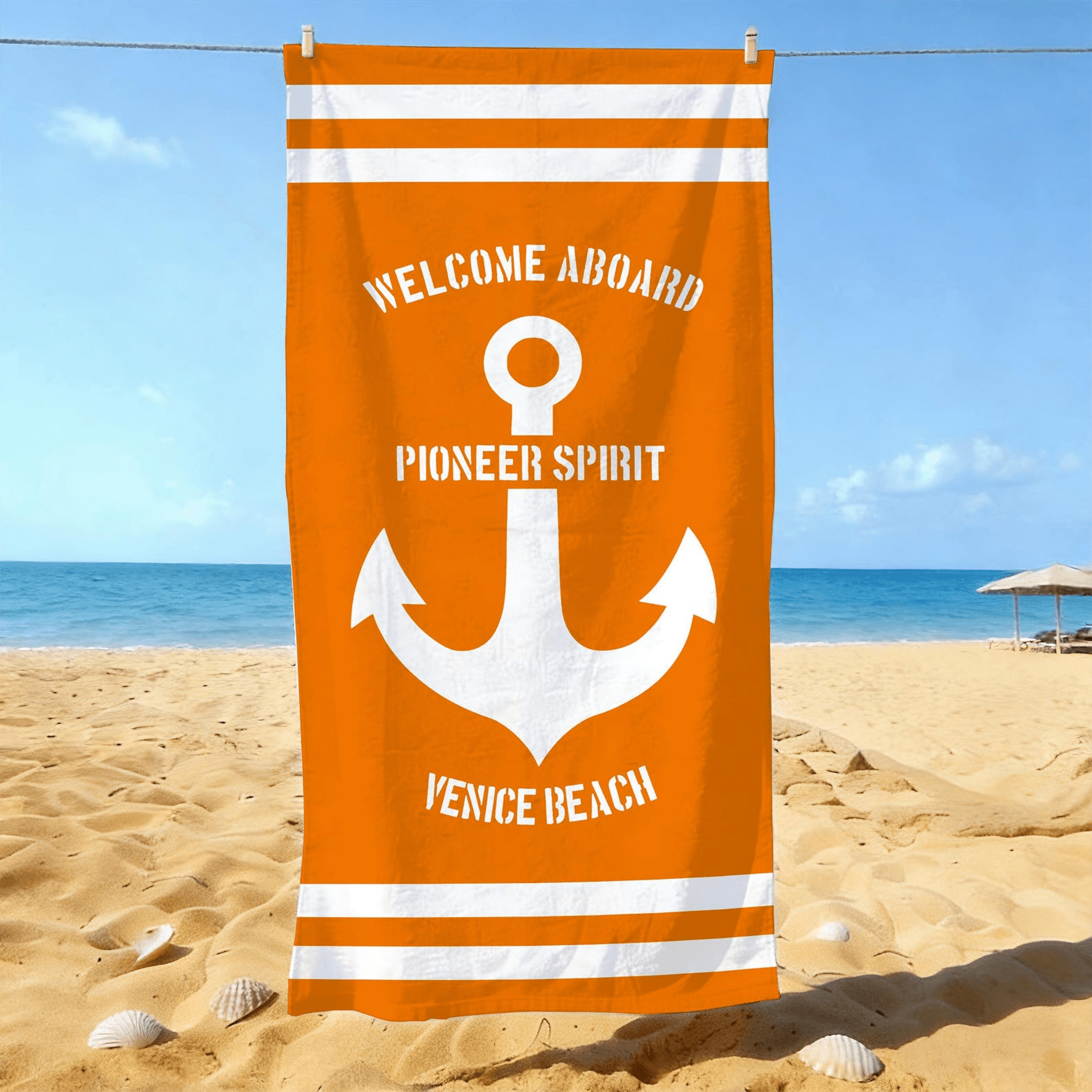 personalized nautical beach towel with custom name – stylish coastal gift for sailing enthusiasts