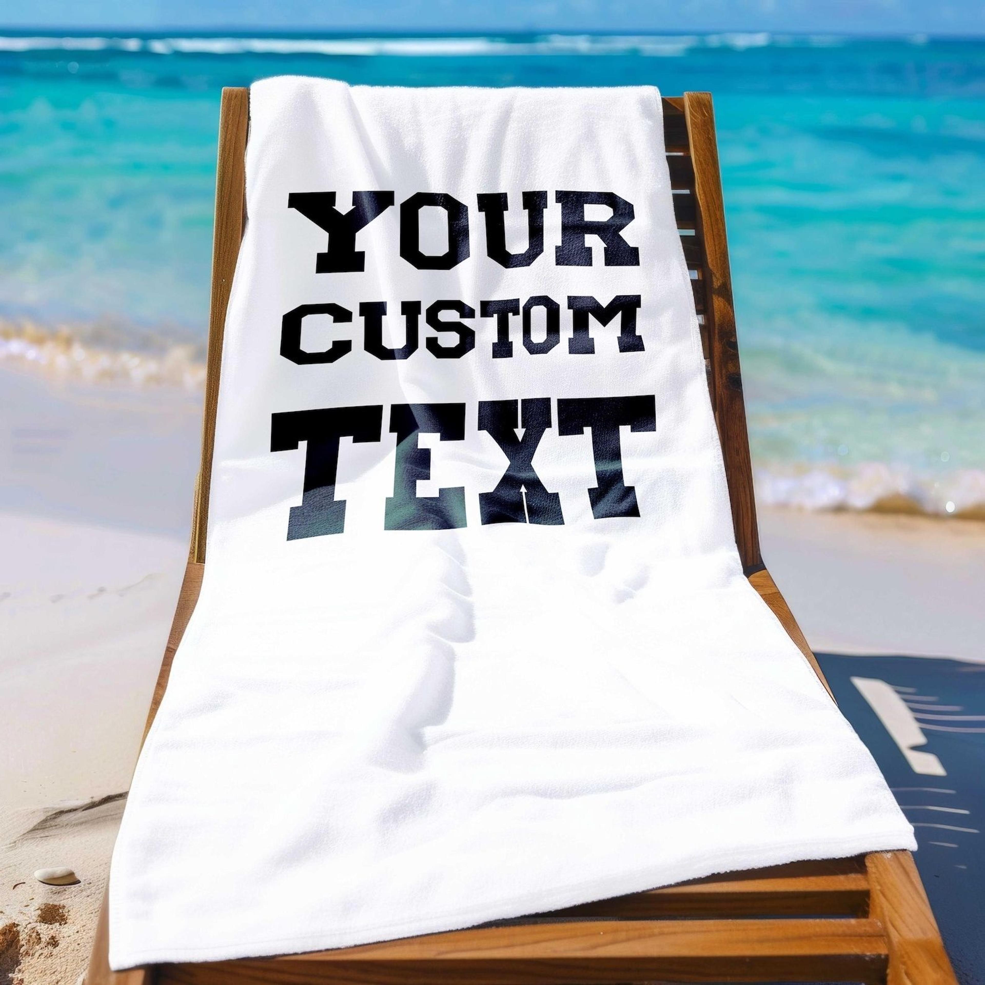 custom text beach towel personalized name summer vacation gift