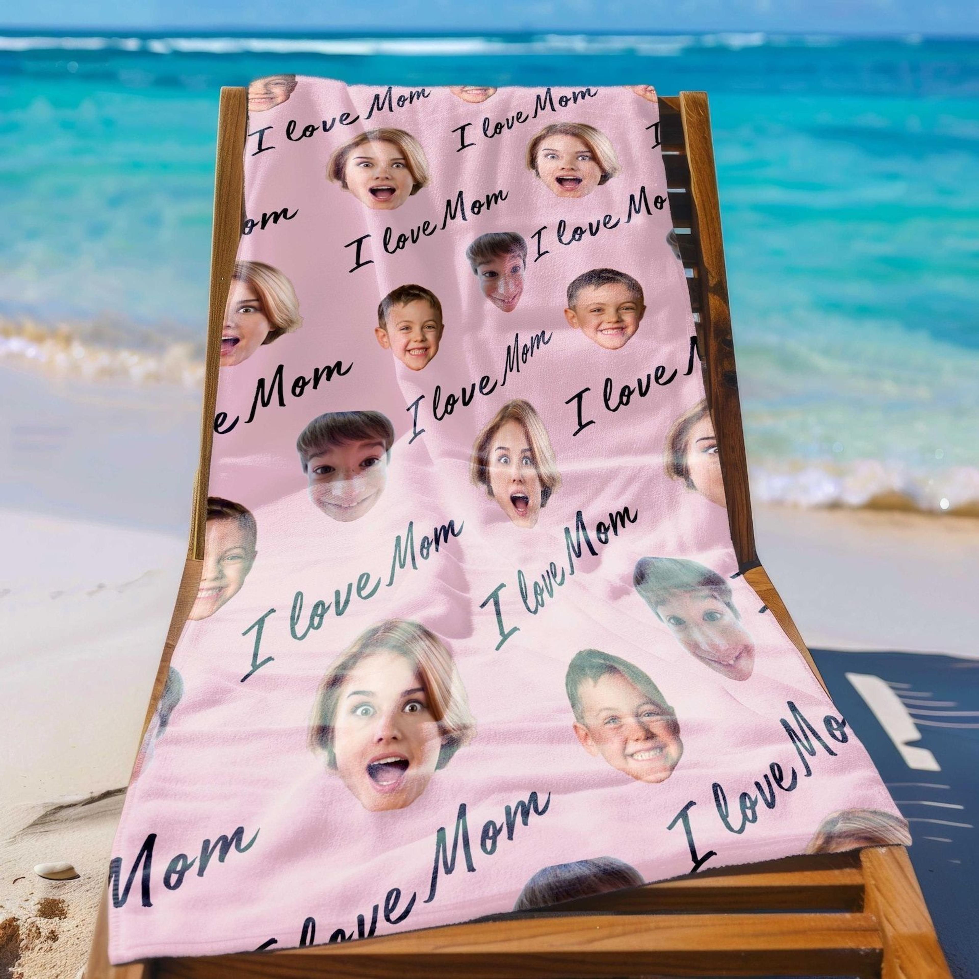 funny mother's day photo beach towel personalized gift for mama and grandma