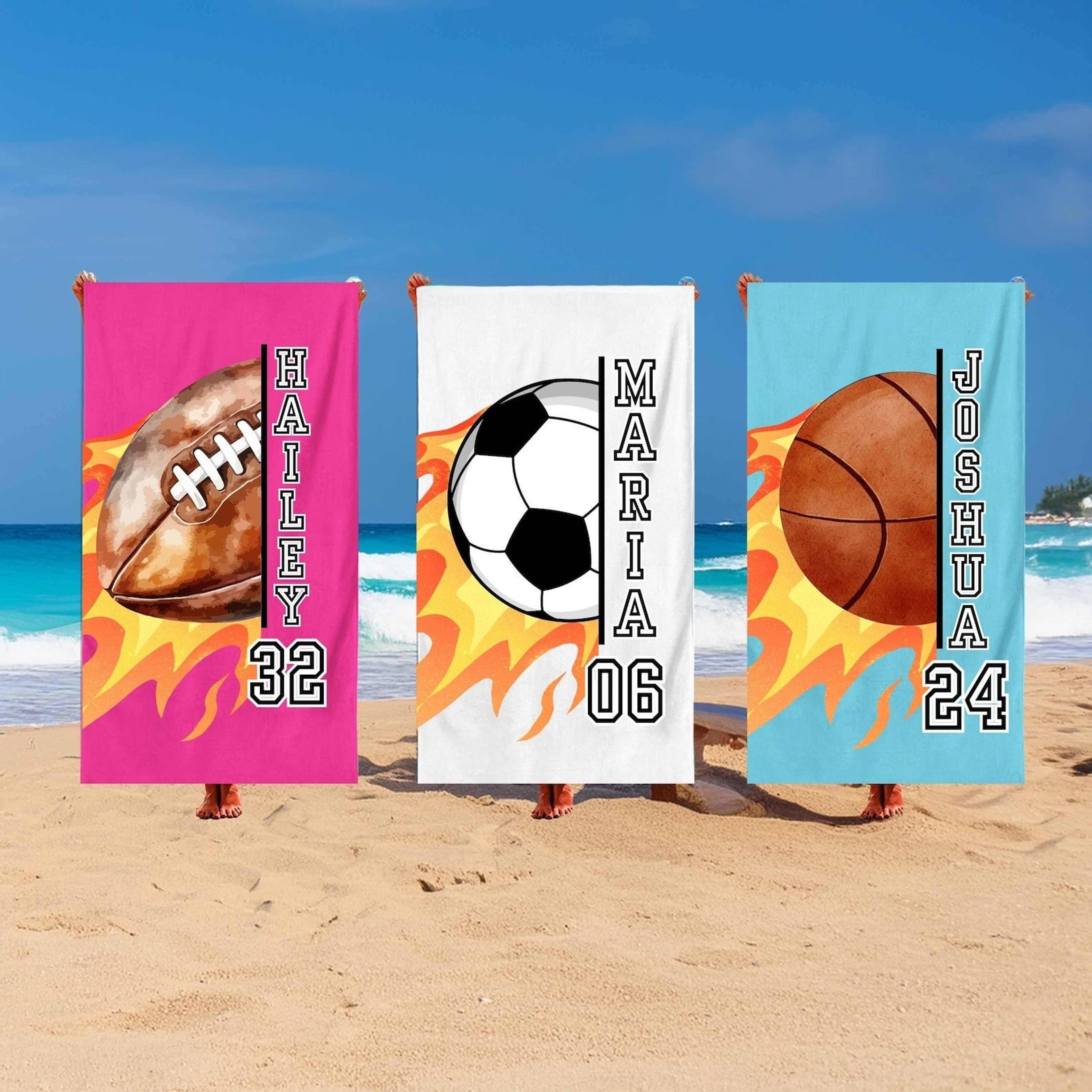 personalized sports beach towel – custom team spirit beach & pool gift for athletes