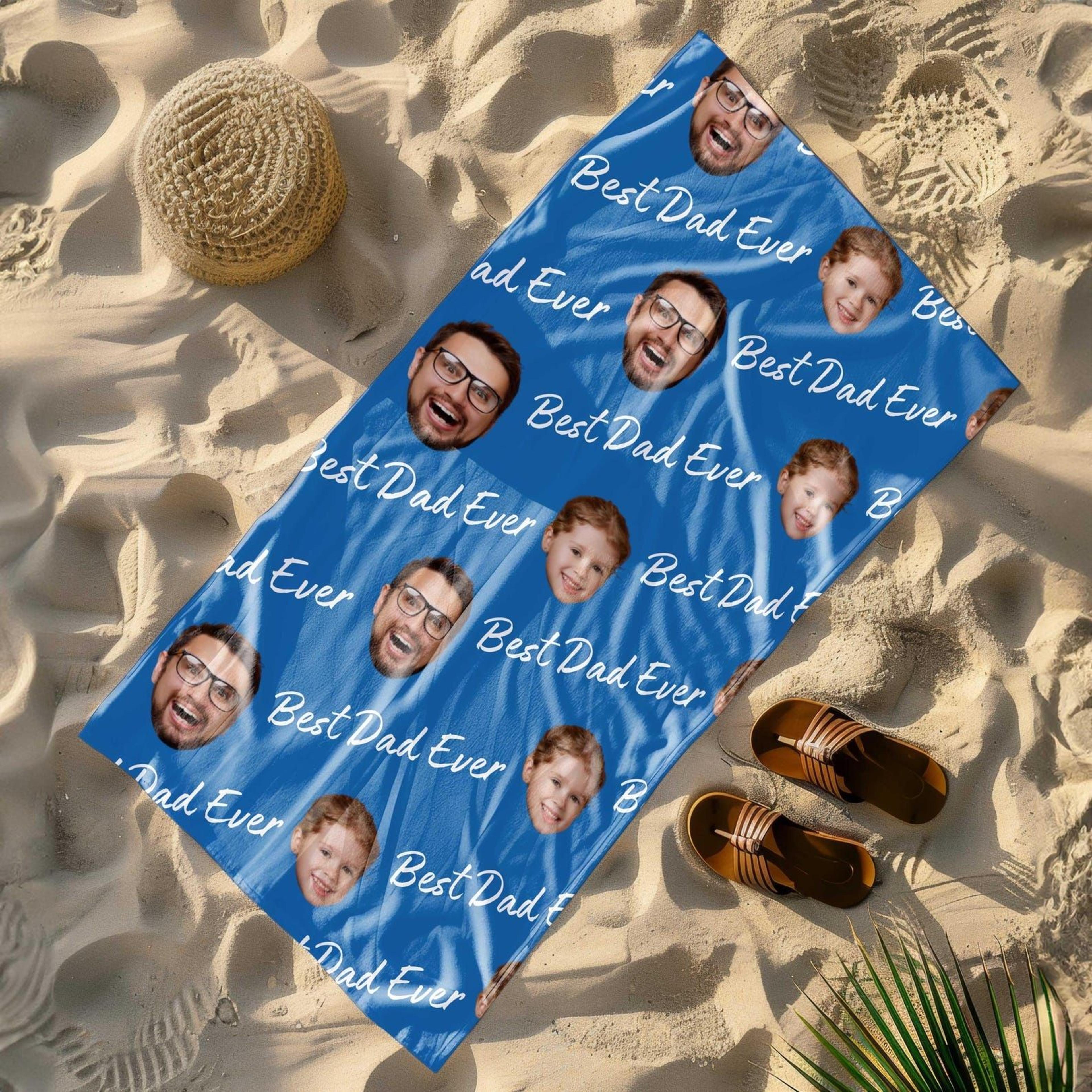 personalized dad photo beach towel – custom father's day beach & pool gift