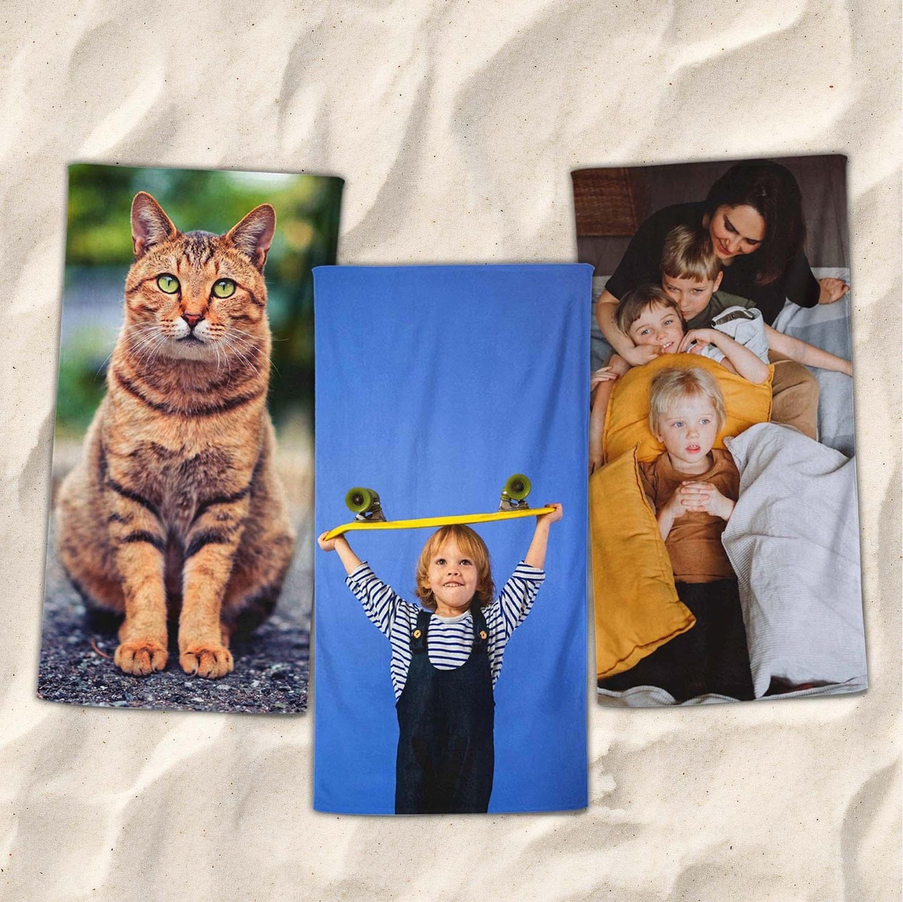 personalized photo beach towel – custom picture beach & pool towel for summer vacations