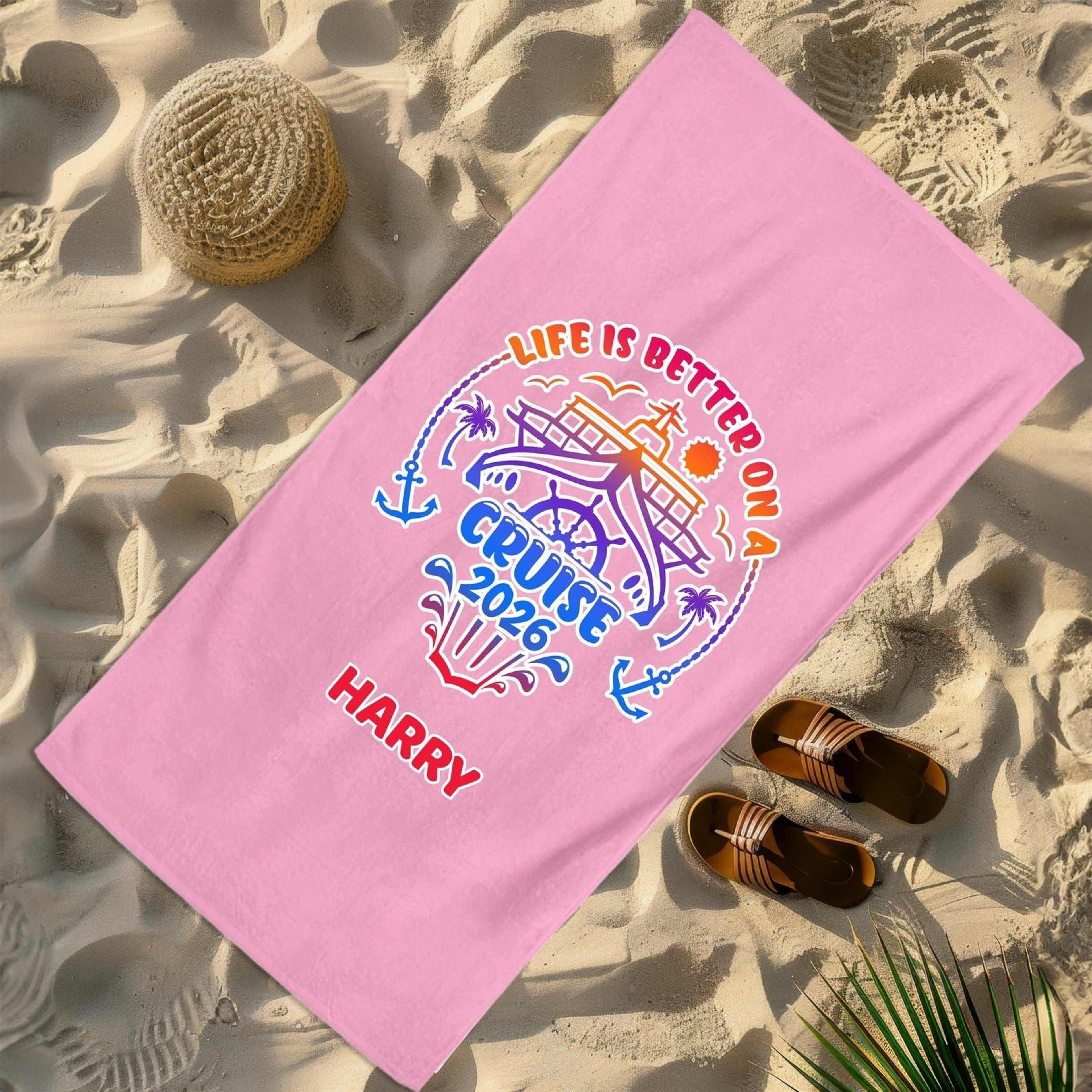 life is better on a cruise 2026 beach towel – personalized cruise vacation pool & travel gift