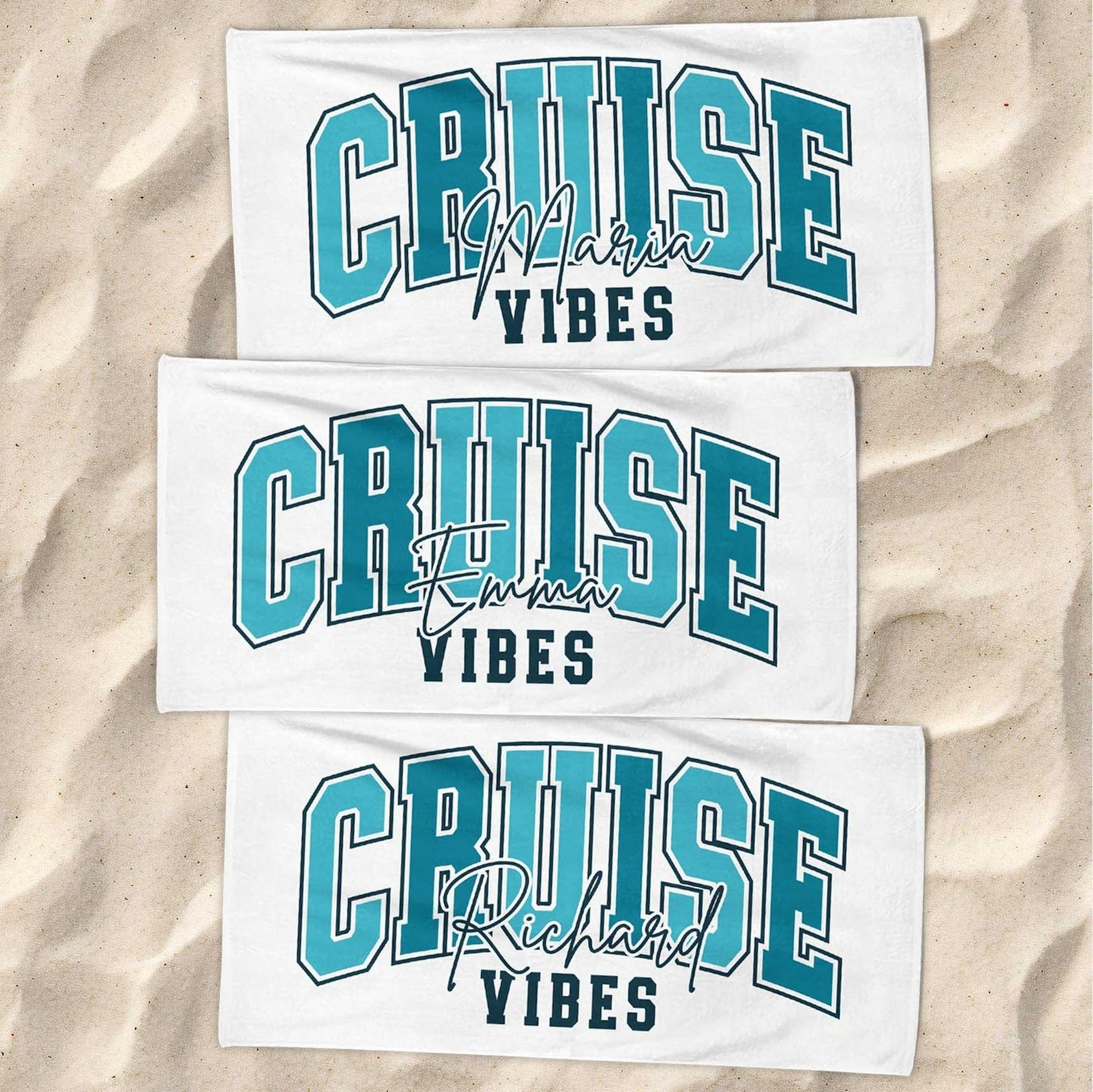 personalized cruise vibes beach towel – custom cruise vacation pool & travel gift