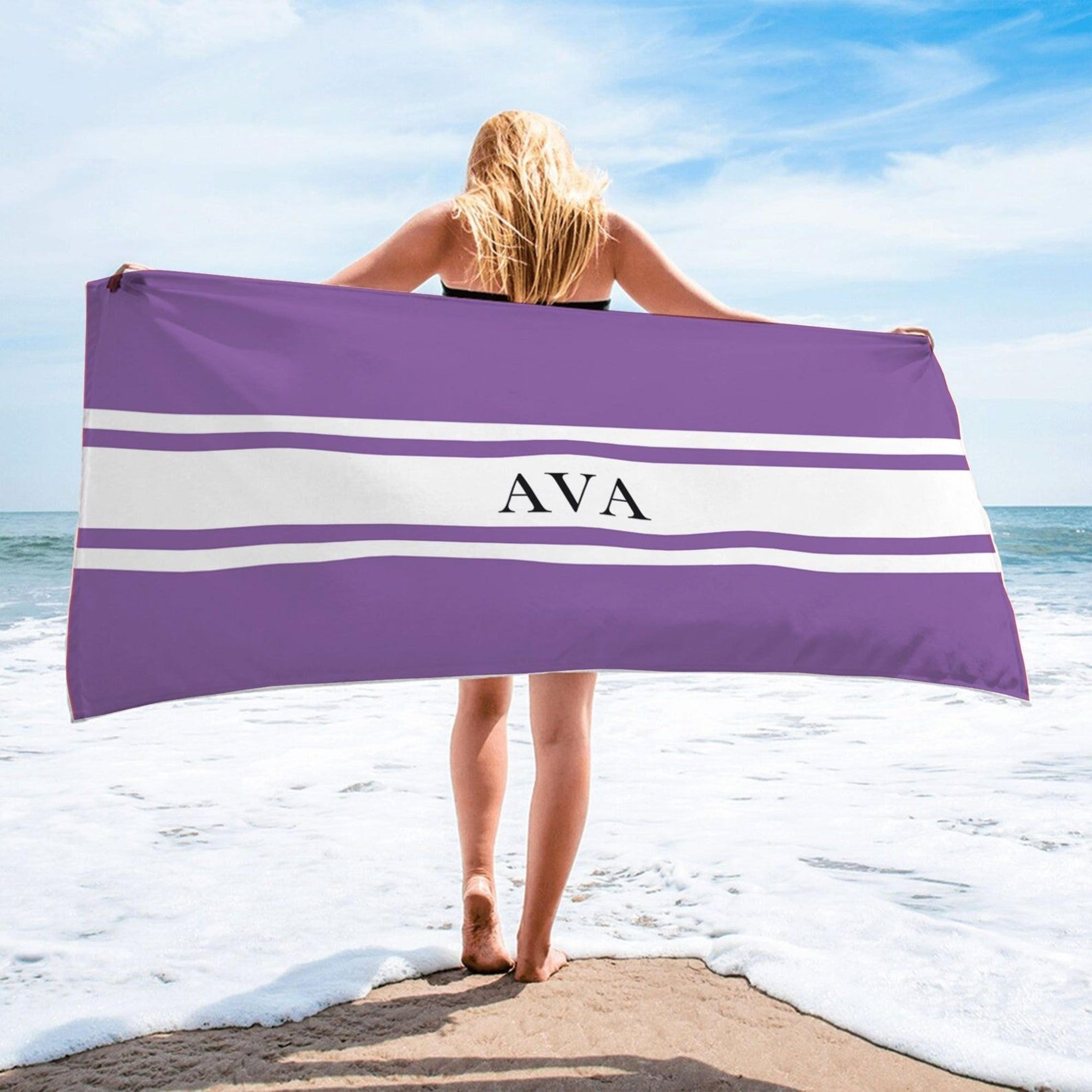 personalized name beach towel – custom bridesmaid, bride & vacation beach towel gift