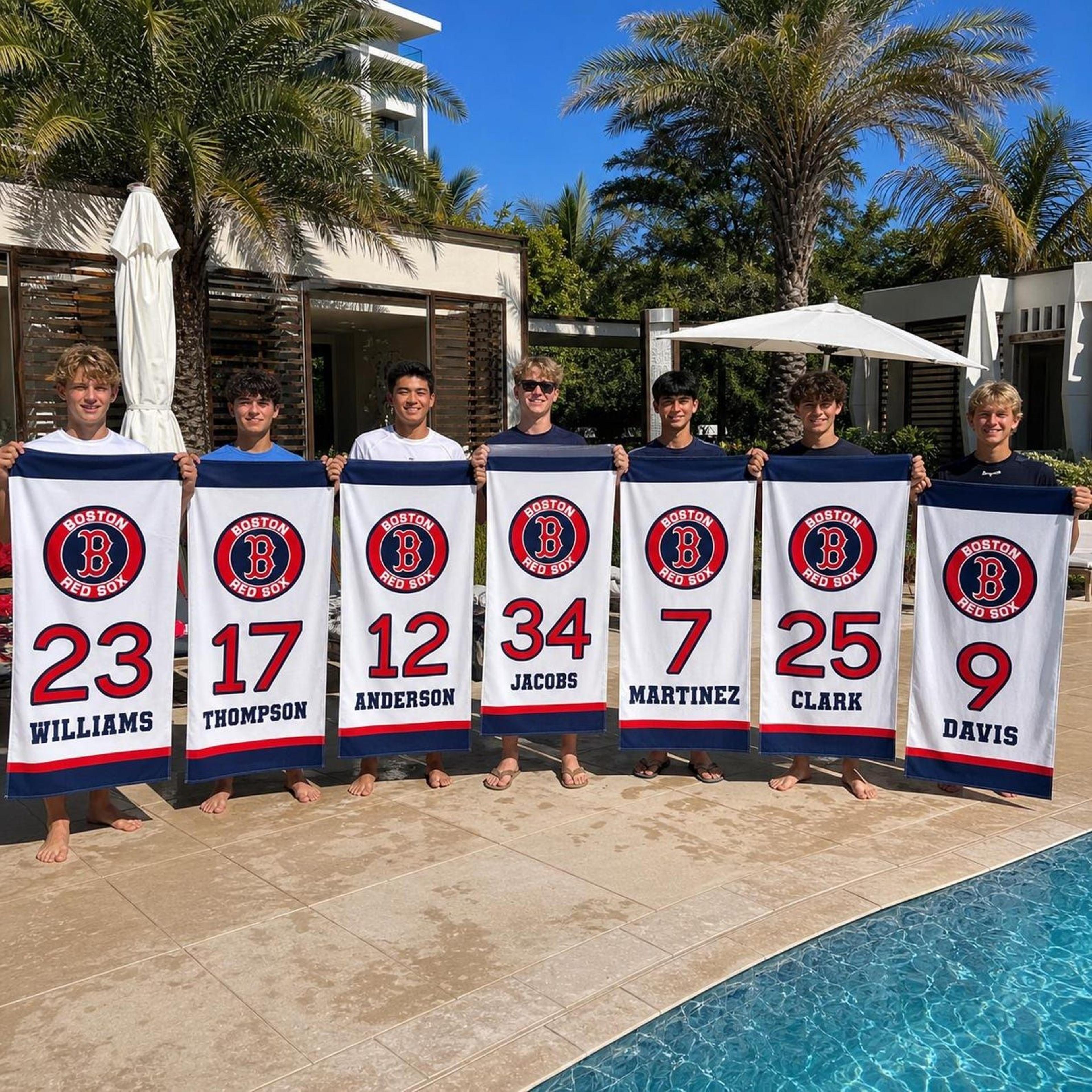 personalized sports team beach towel – custom swim team, hockey, baseball & championship gift