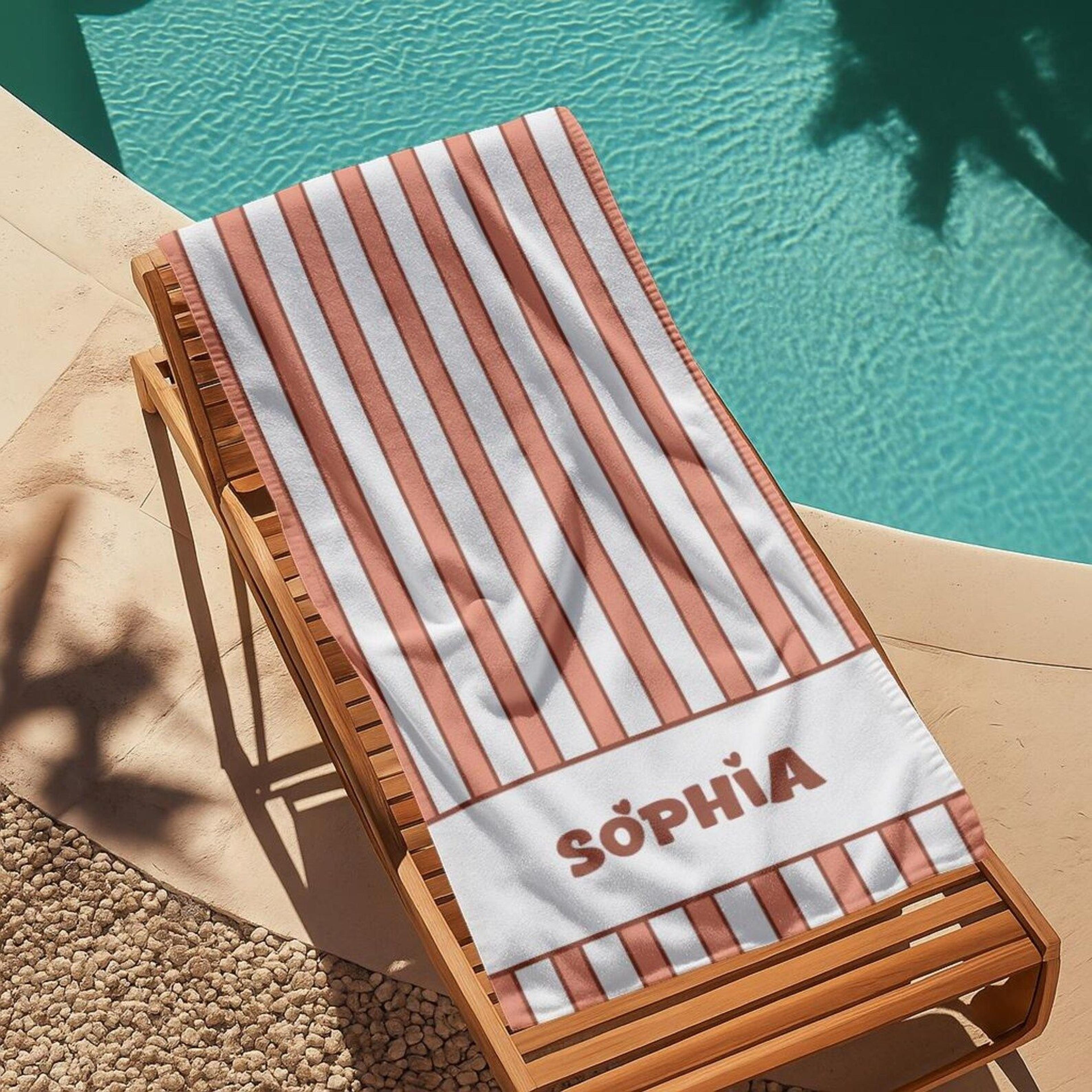 personalized striped beach towel – custom monogram summer vacation & bachelorette gift