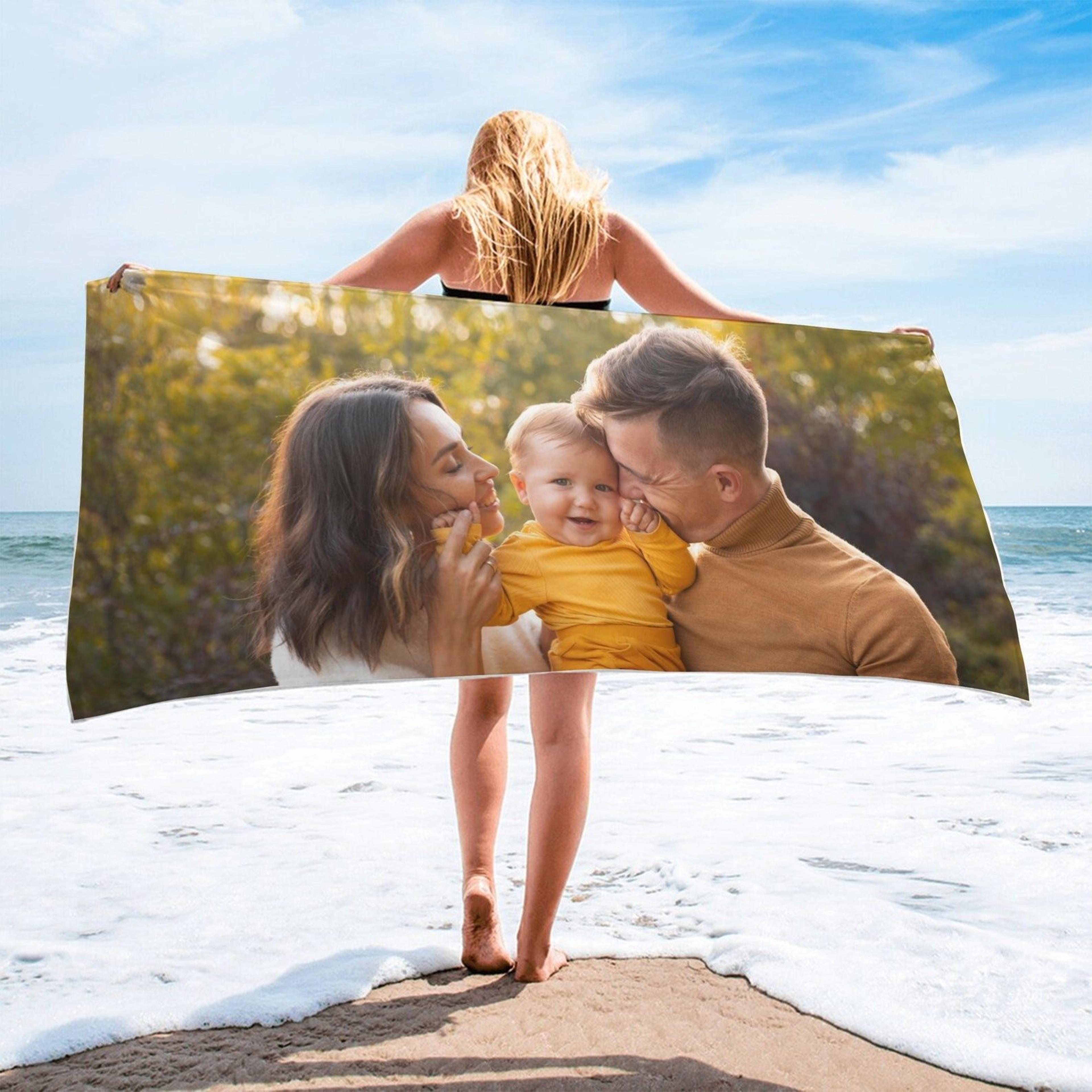 personalized photo beach towel custom picture towel wedding birthday gift