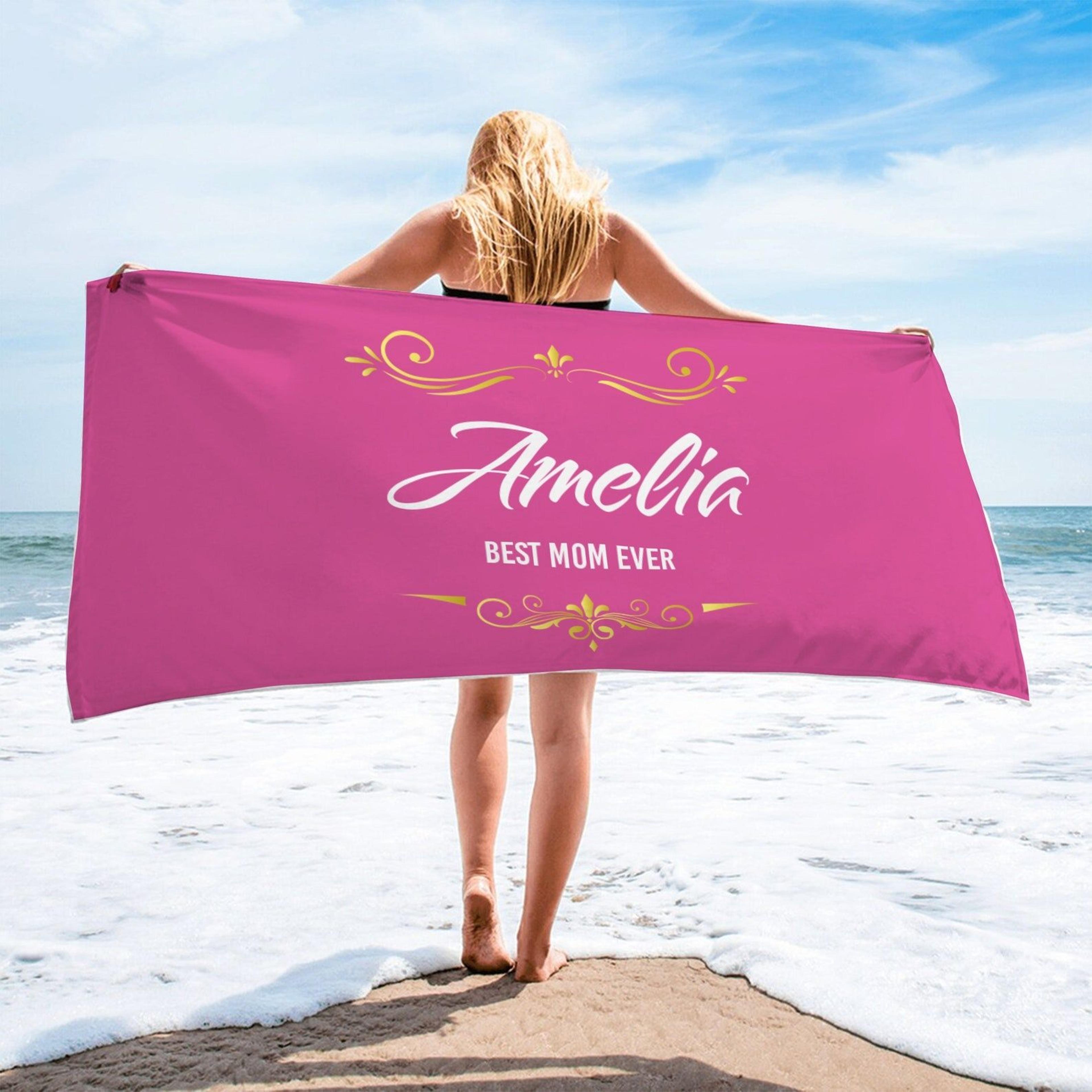 personalized best mom ever beach towel custom name mother's day gift