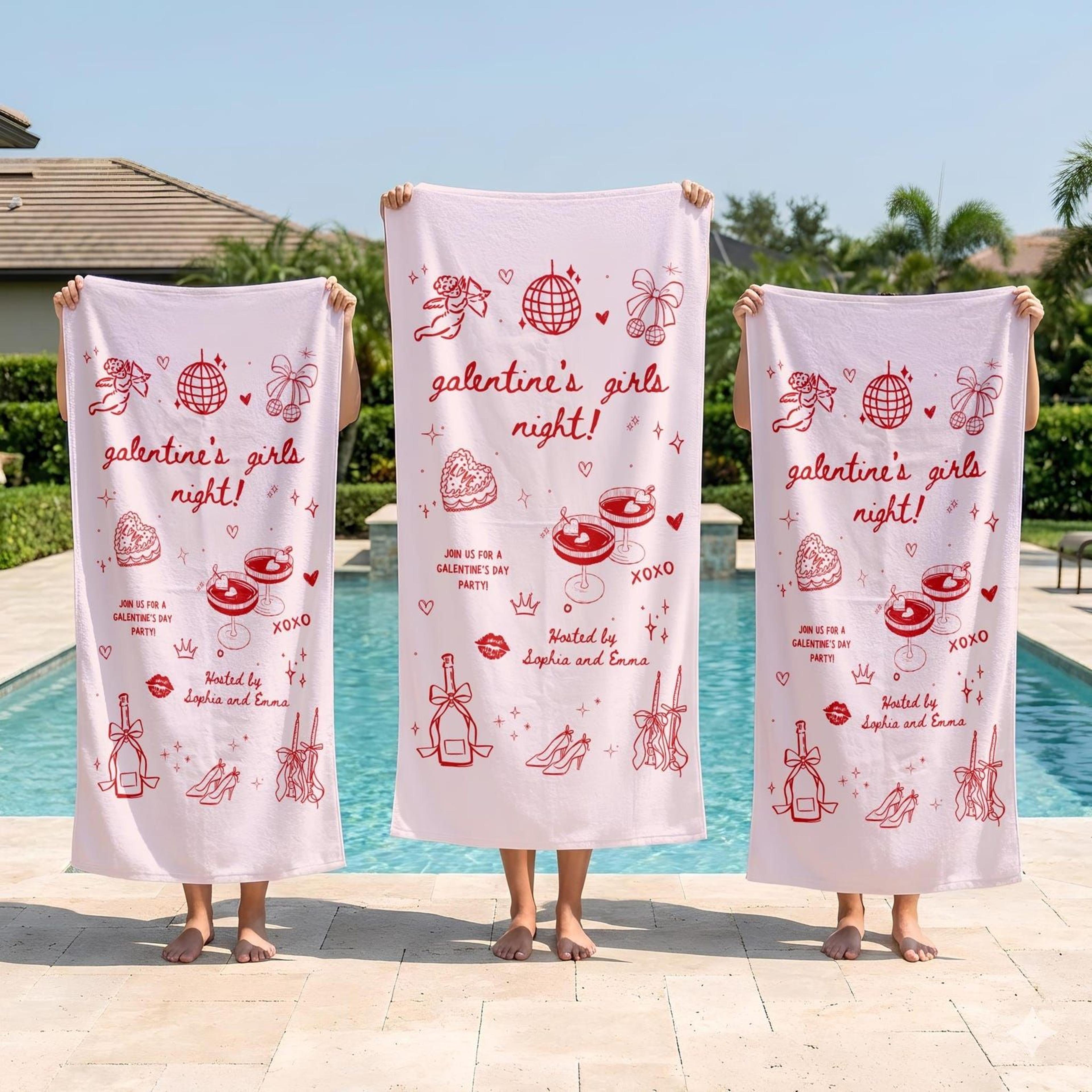 galentine's day beach towel besties pool towel girls trip gift