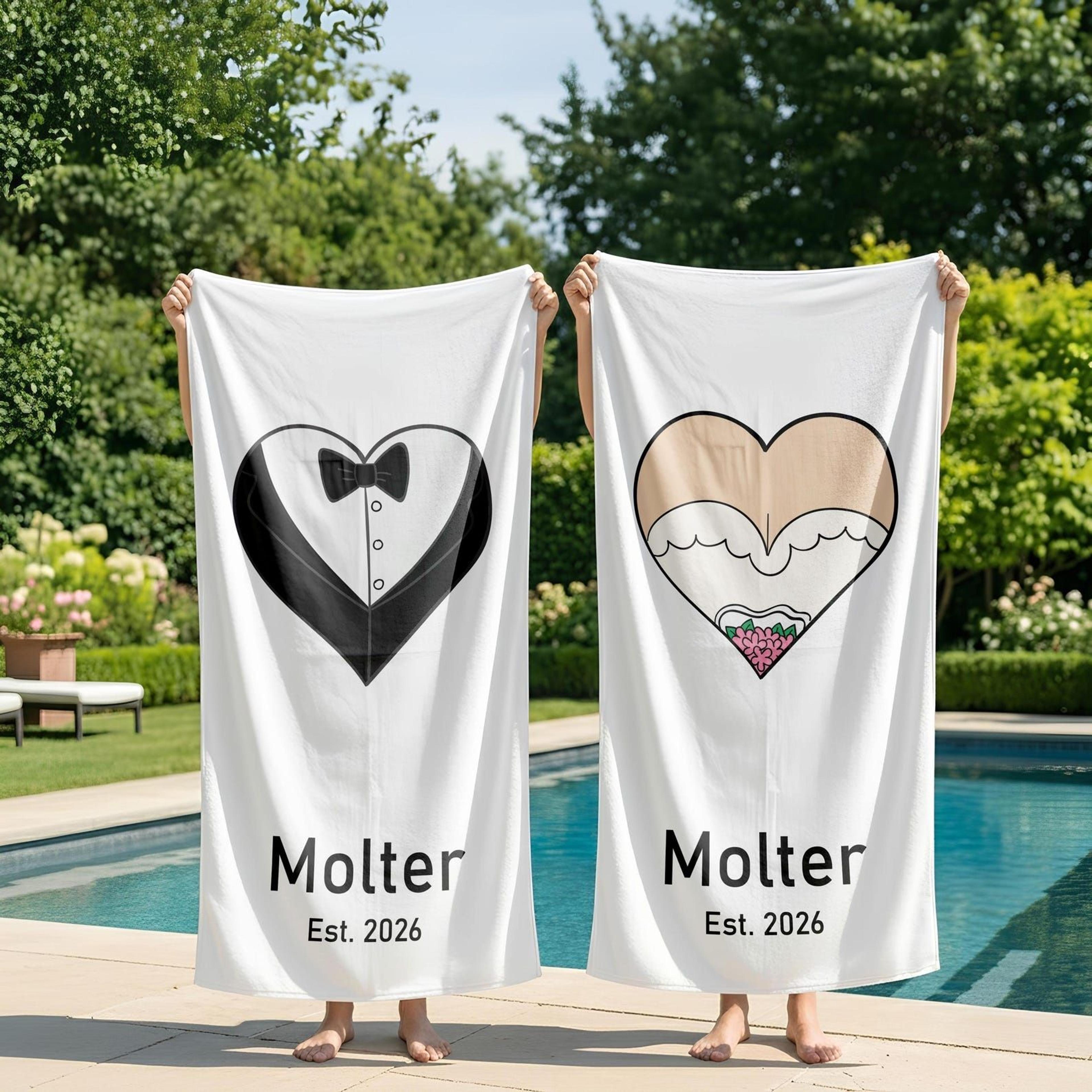personalized mr and mrs beach towel custom couple honeymoon gift