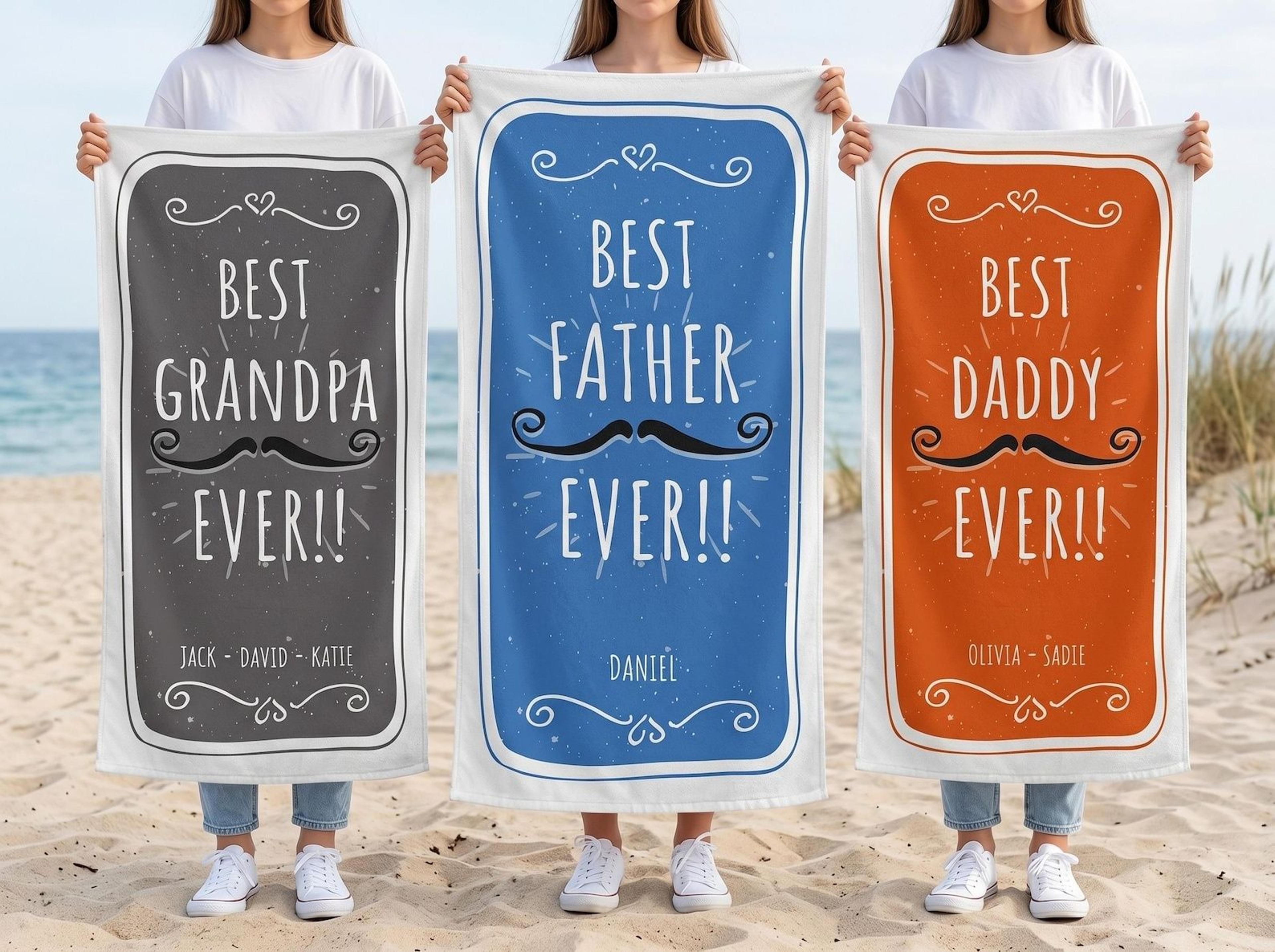 funny grandpa beach towel personalized father's day gift for dad and grandpa