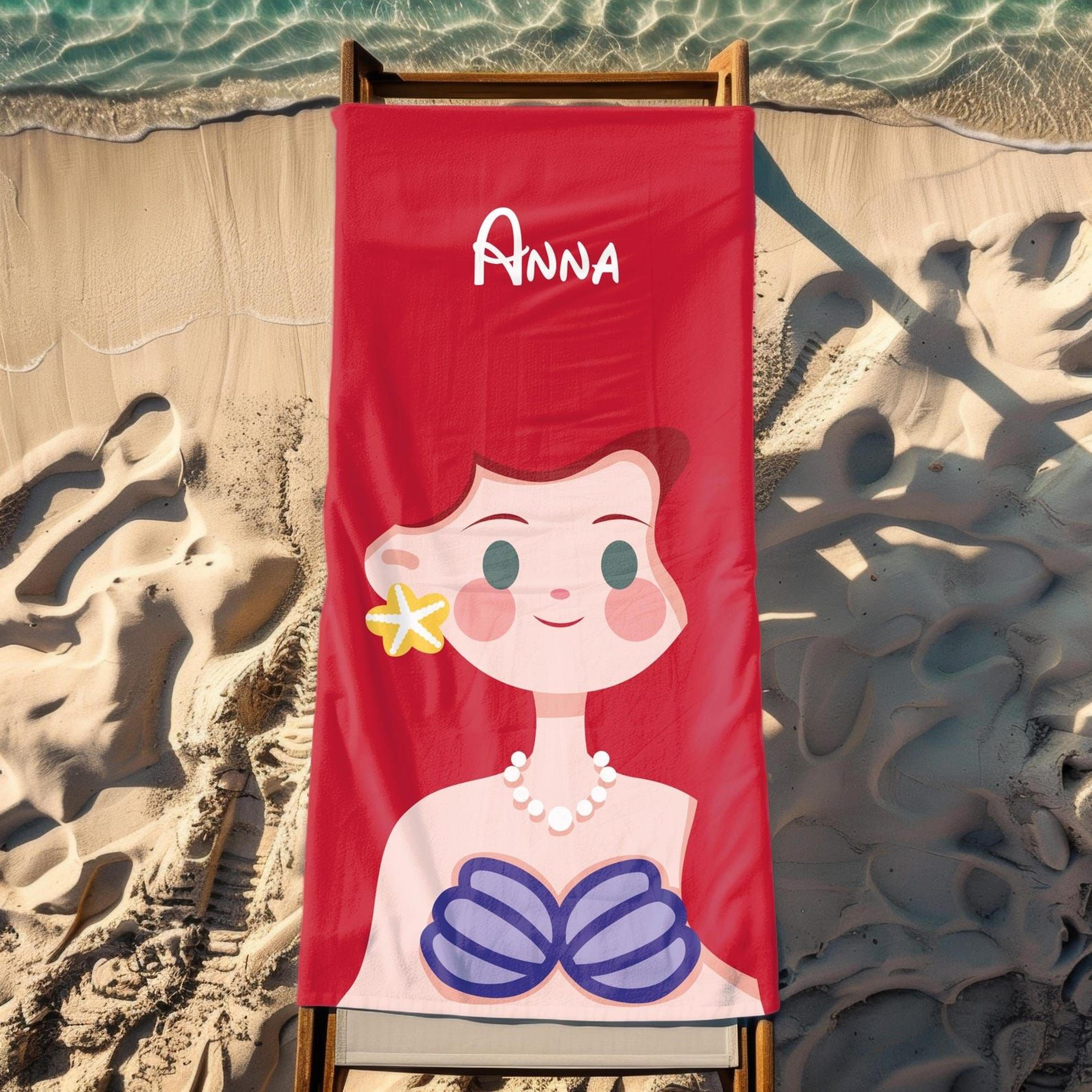 personalized mermaid beach towel custom name gift for girls