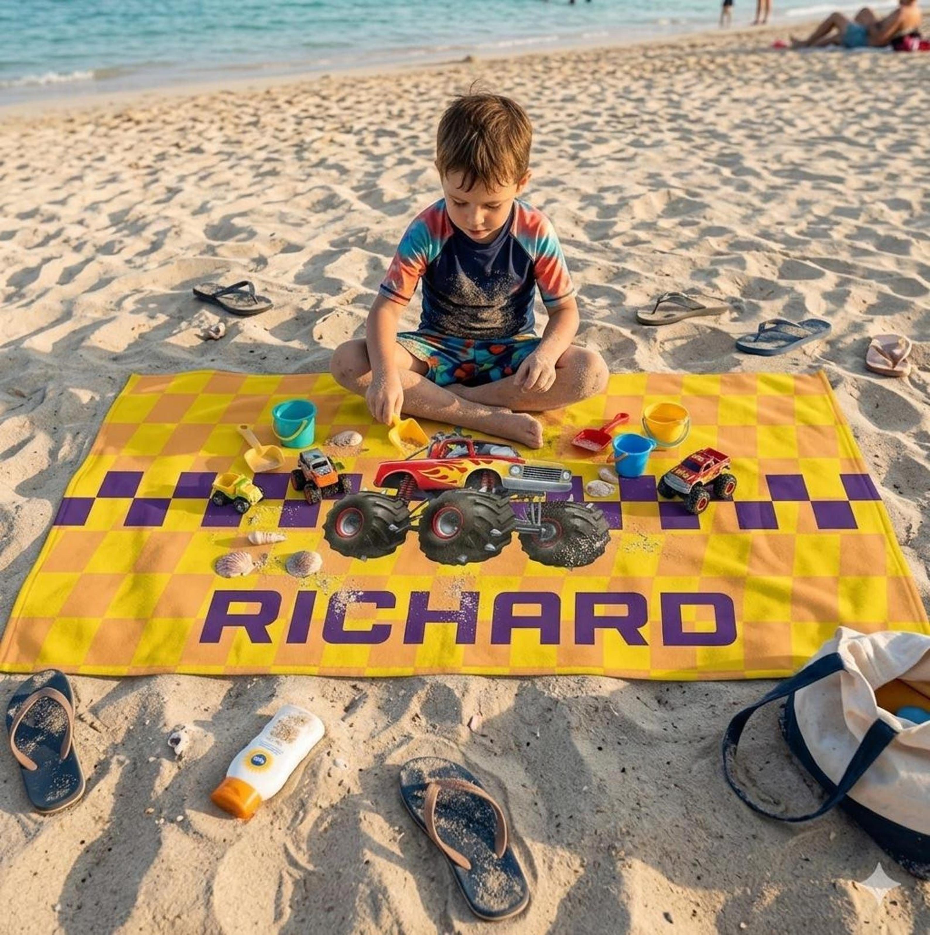 personalized extreme sports beach towel custom name summer vacation gift for kids